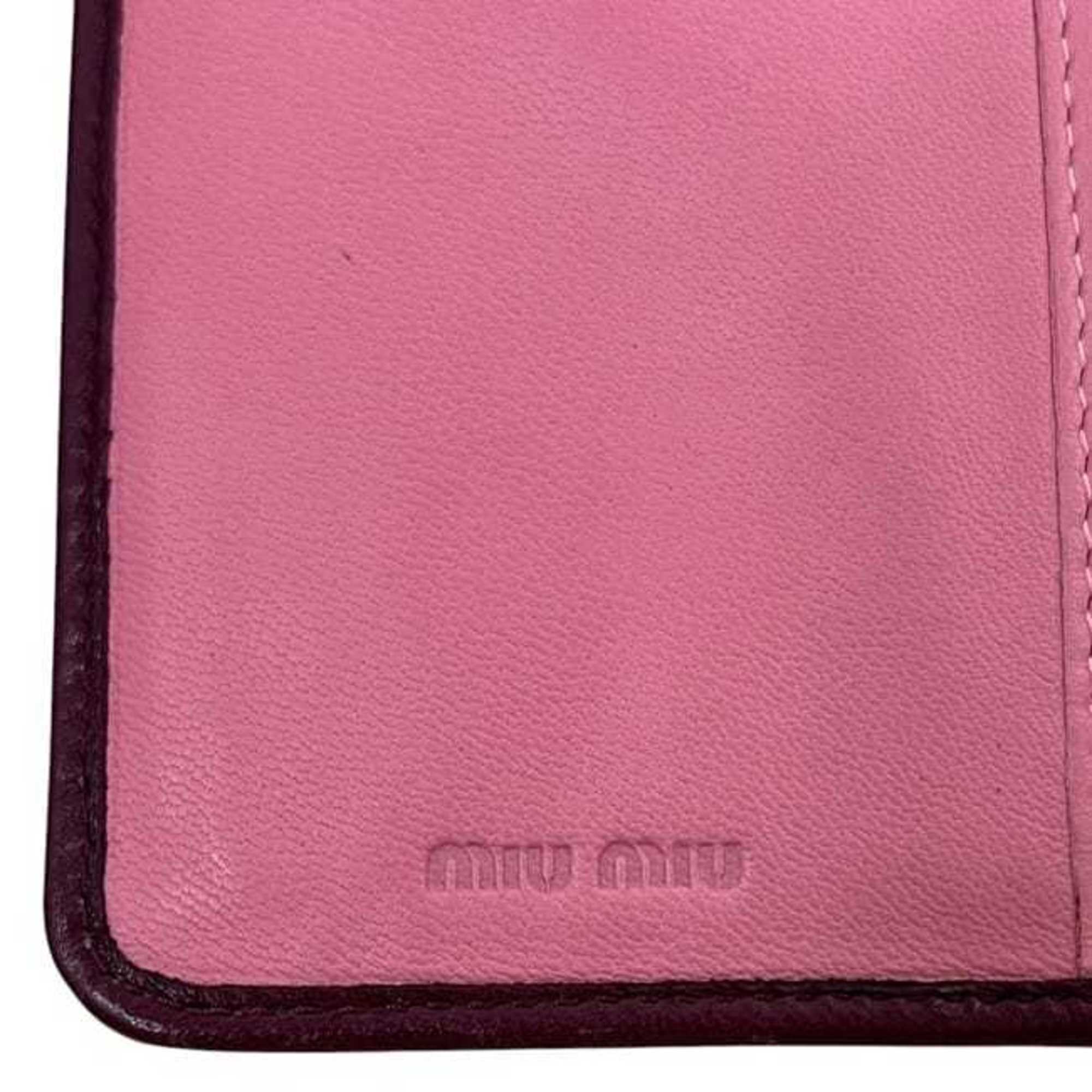 Miu Miu Bordeaux Pink Leather Wallet (Tri-Fold) (Pre-Owned)