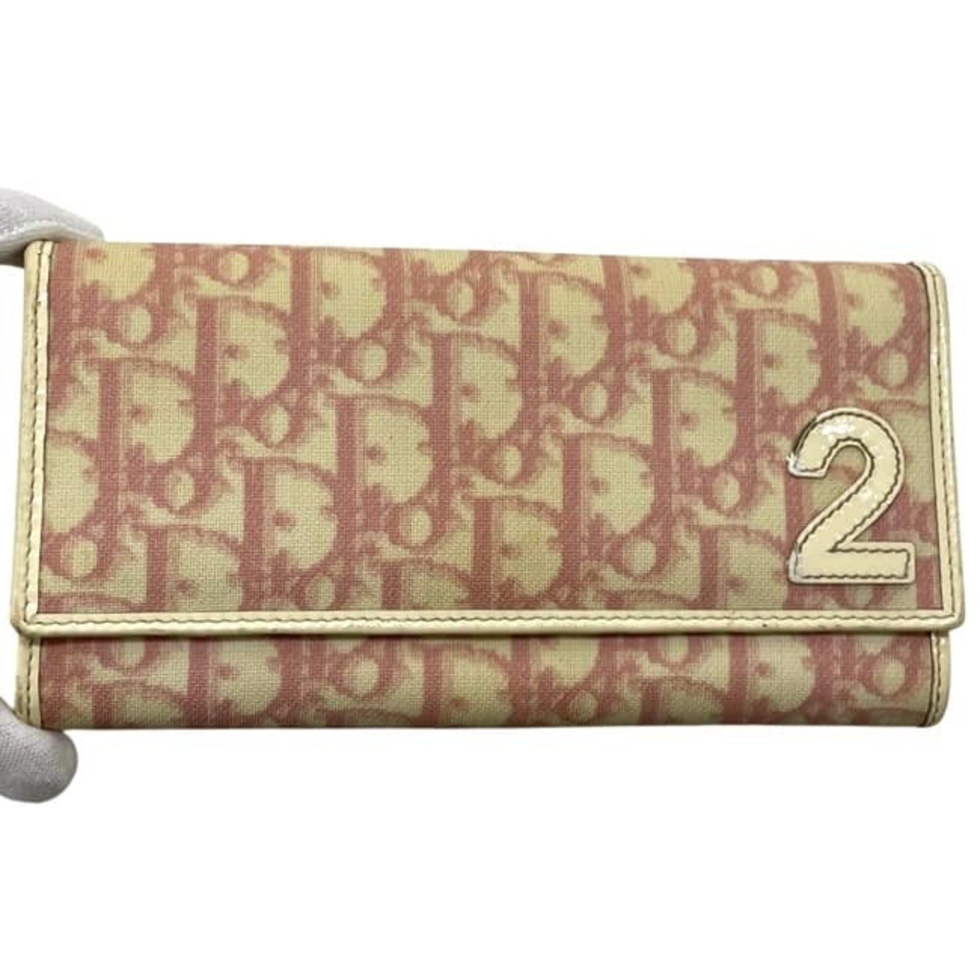 Christian Dior Pink White Pvc Long Wallet (Bi-Fold) (Pre-Owned)