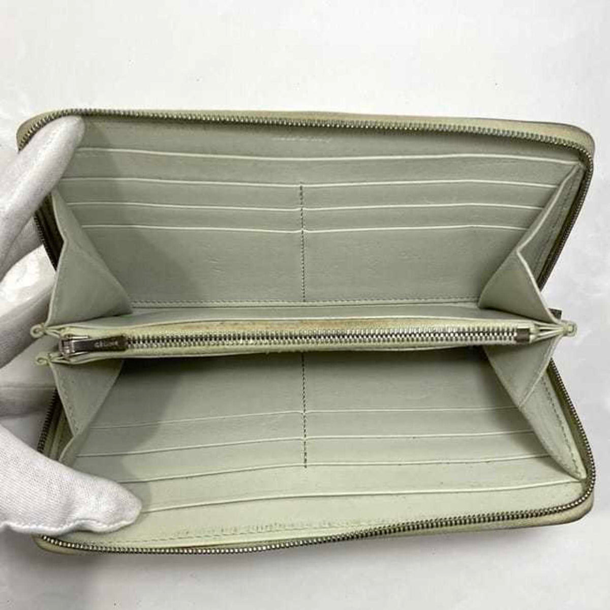 Celine Gray Leather Long Wallet (Bi-Fold) (Pre-Owned)