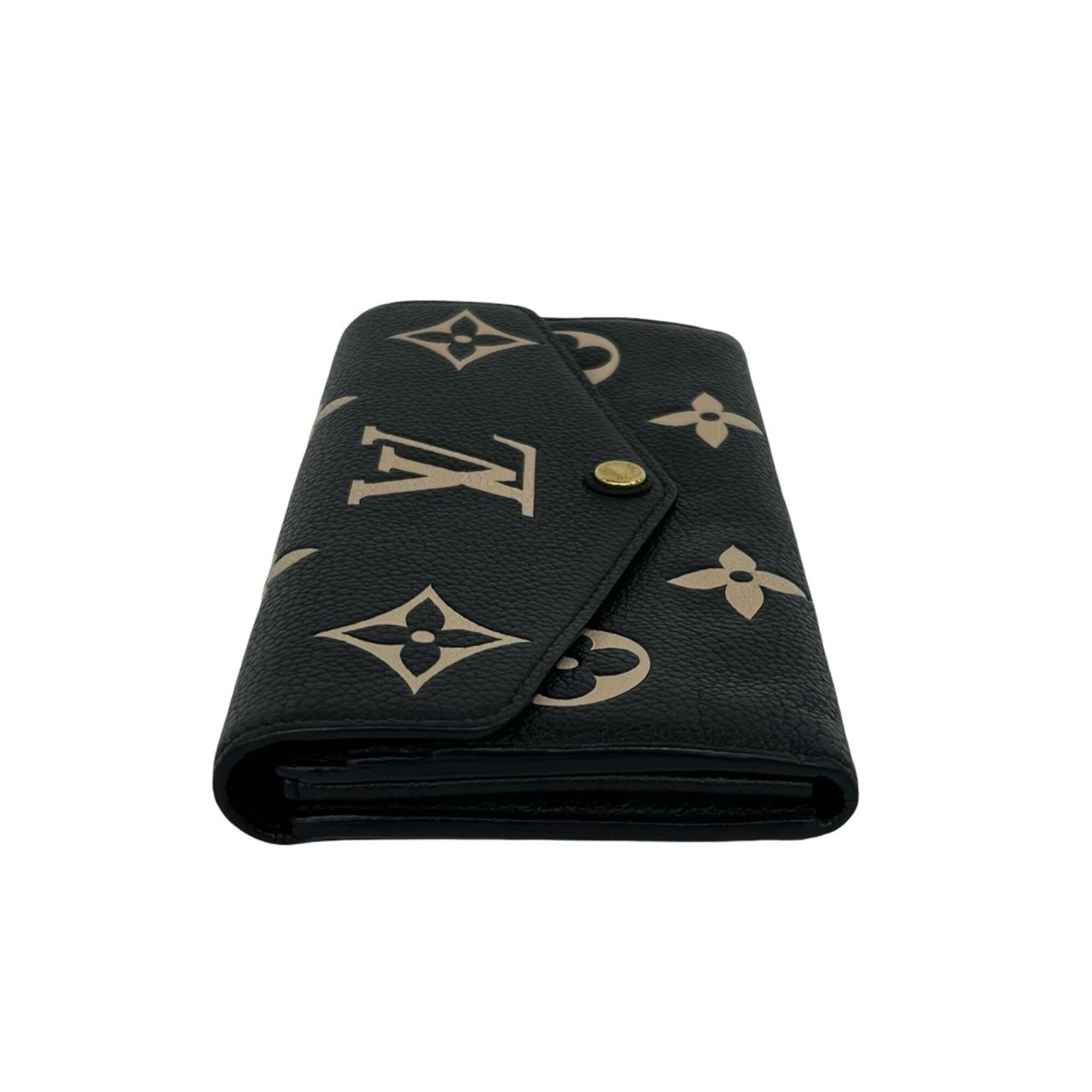 Louis Vuitton Black Leather Long Wallet (Bi-Fold) (Pre-Owned)