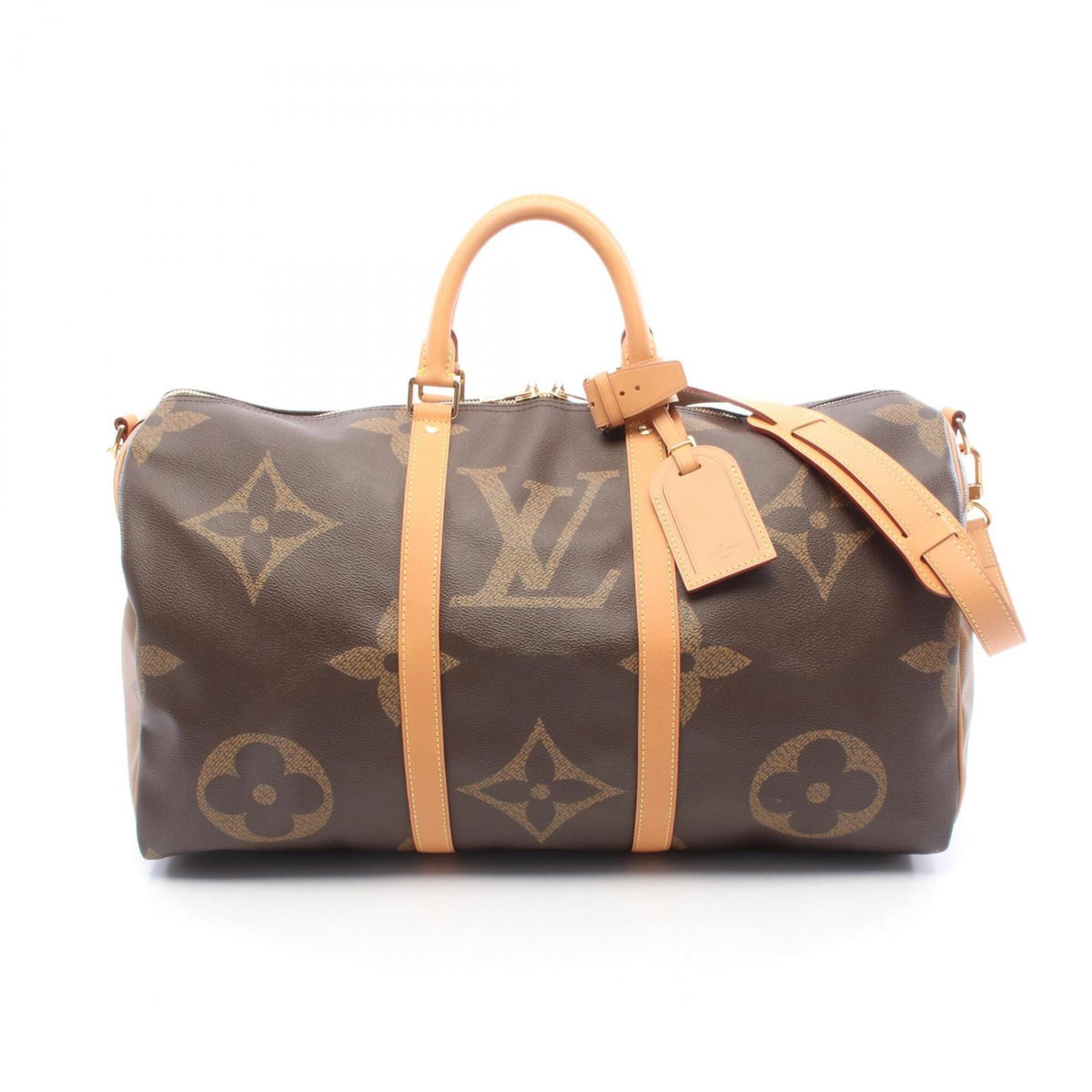 Louis Vuitton Brown Coated Canvas Coated Canvas Leather Boston Bag Handbag (Pre-Owned)