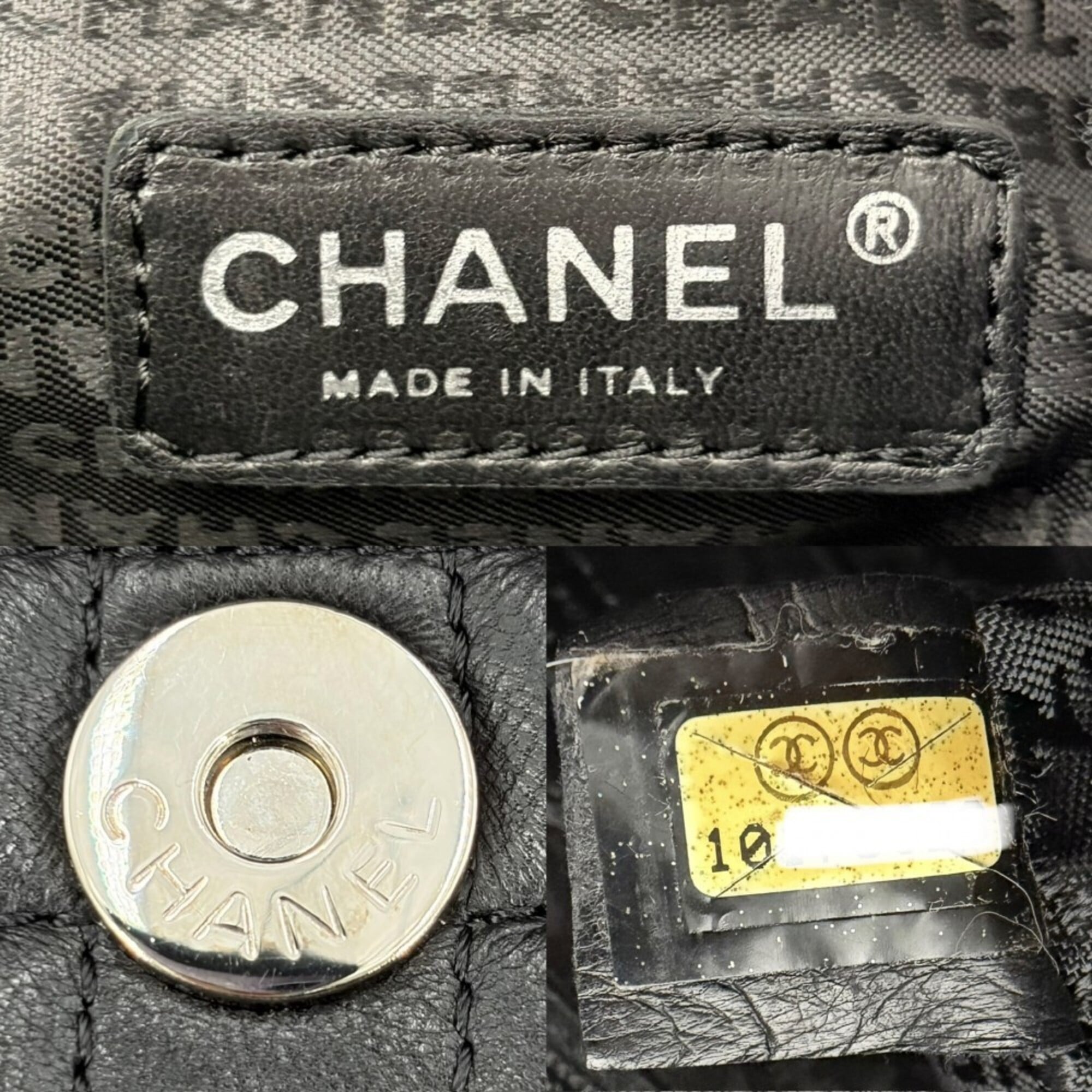 Chanel Chocolate Bar Black Leather Handbag Shoulder Bag (Pre-Owned)