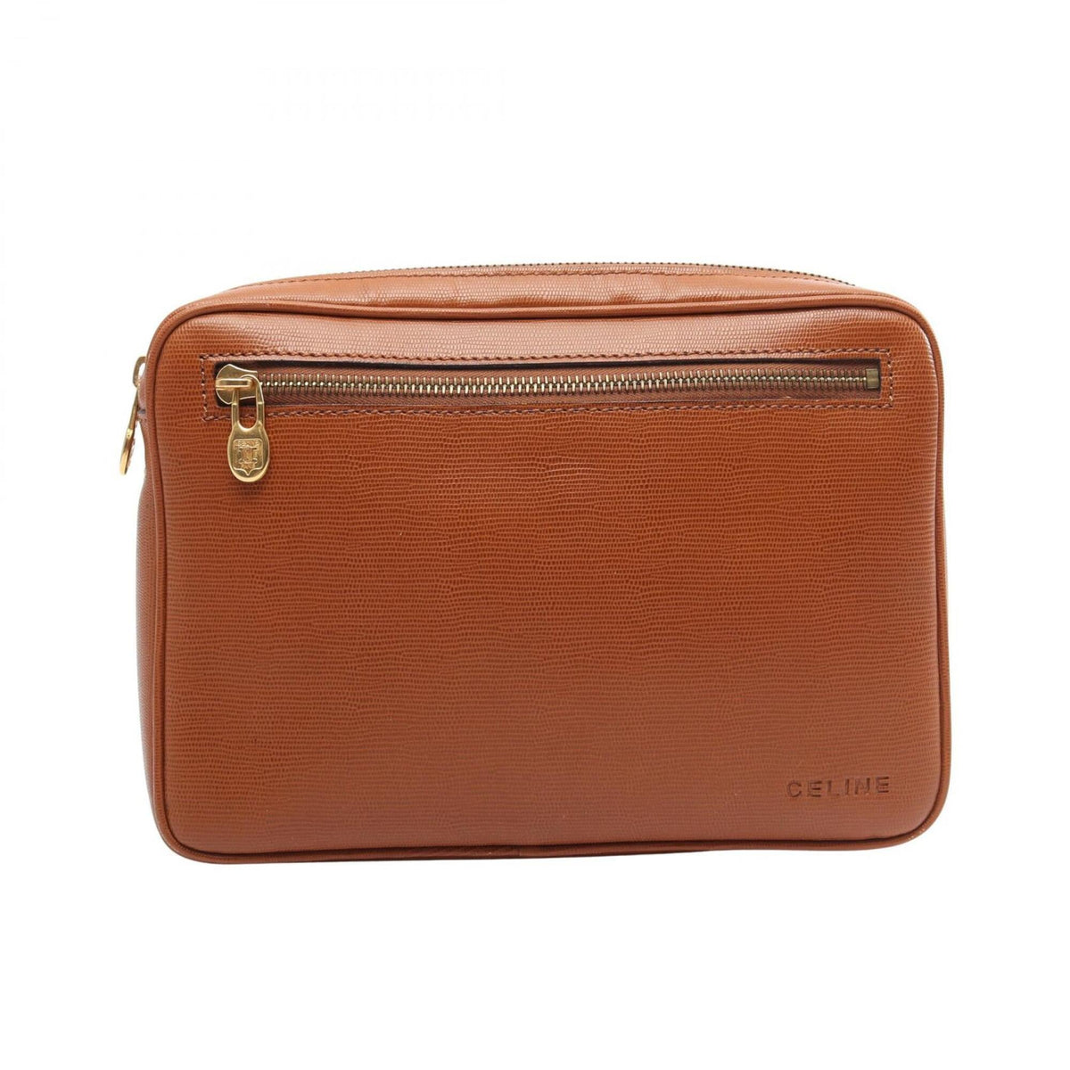 Celine Brown Leather Clutch Bag Handbag (Pre-Owned)