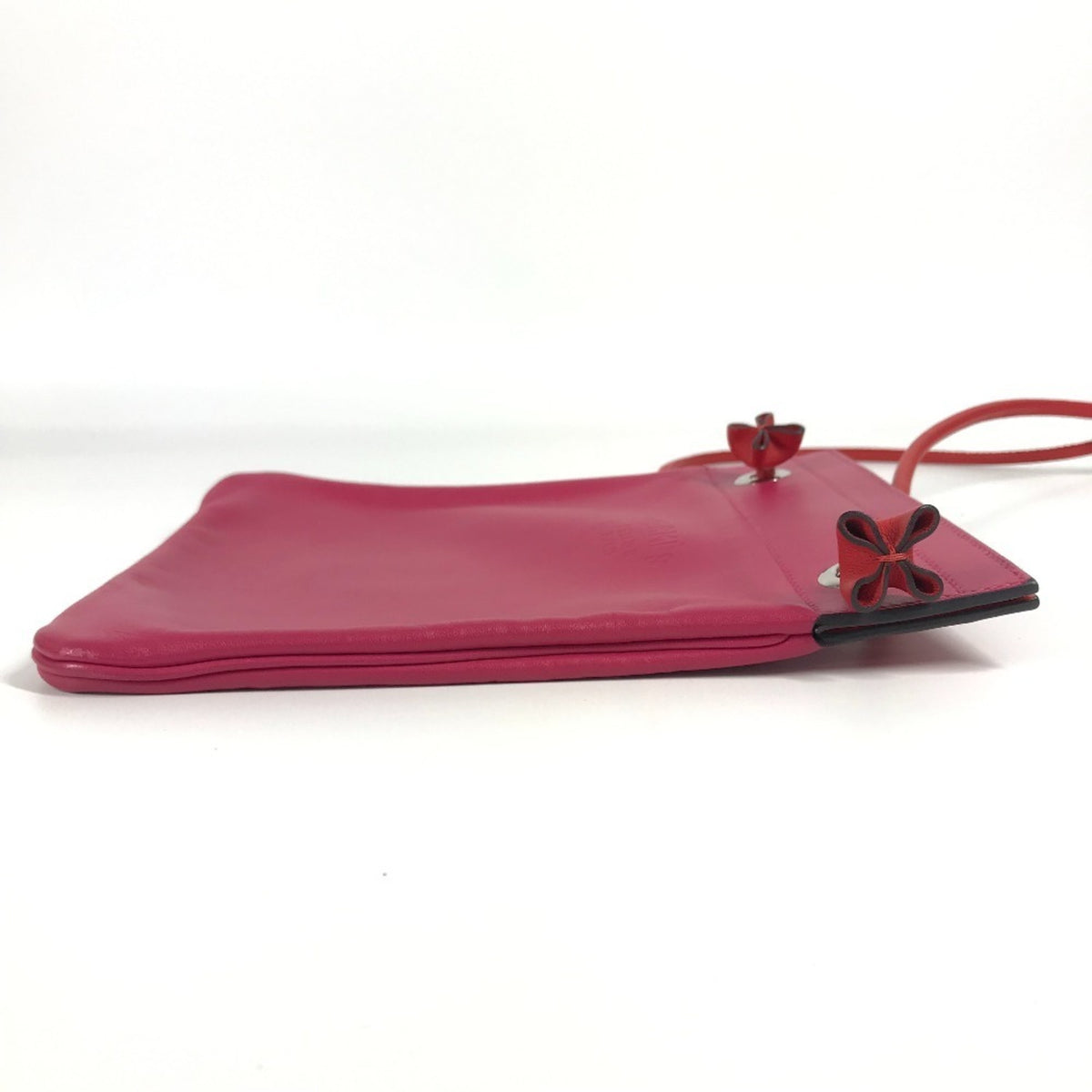 Hermes Pink Red Color Leather Pochette Shoulder Bag (Pre-Owned)