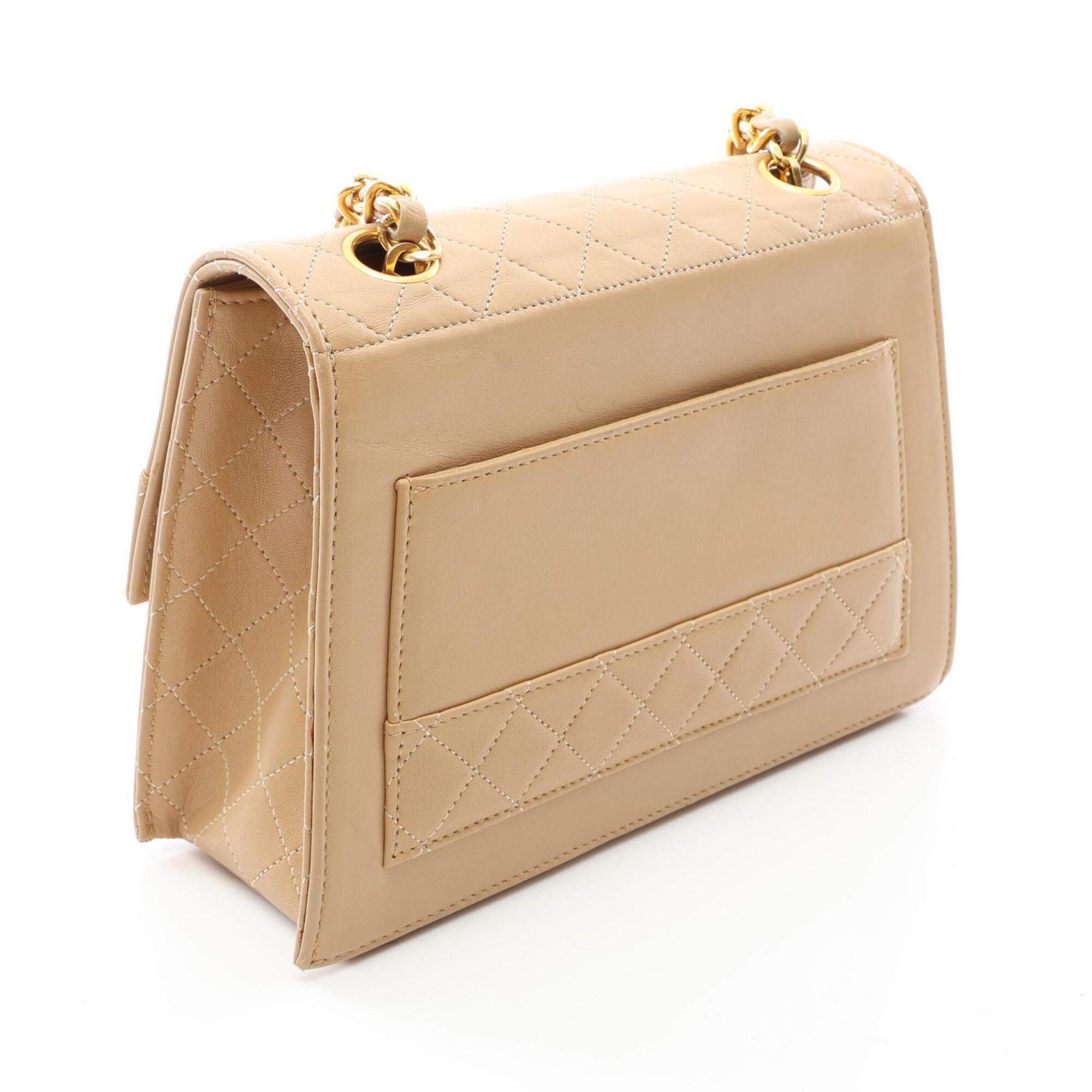 Chanel Beige Leather Handbag Shoulder Bag (Pre-Owned)