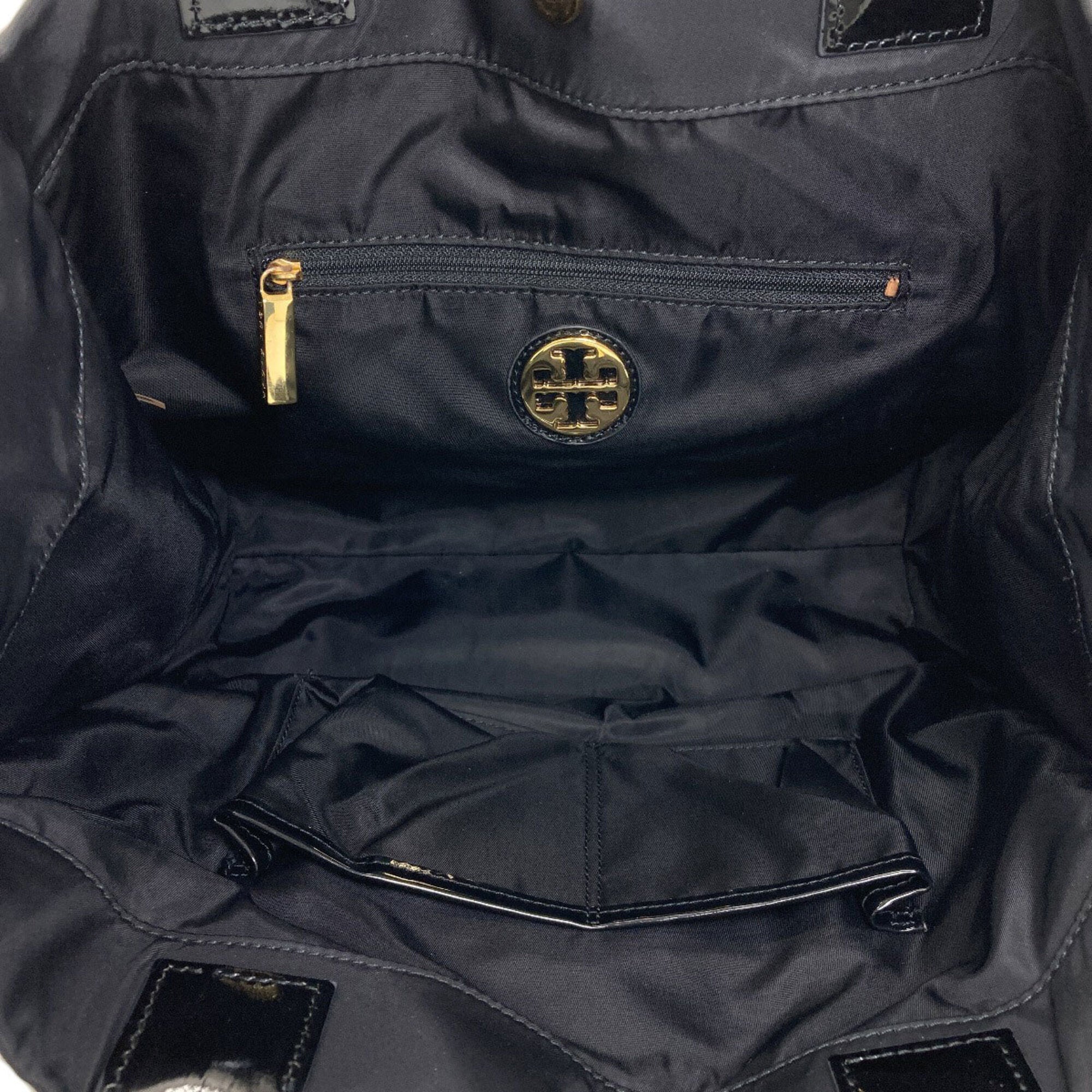 Tory Burch Black Nylon Patent Leather Tote Bag (Pre-Owned)