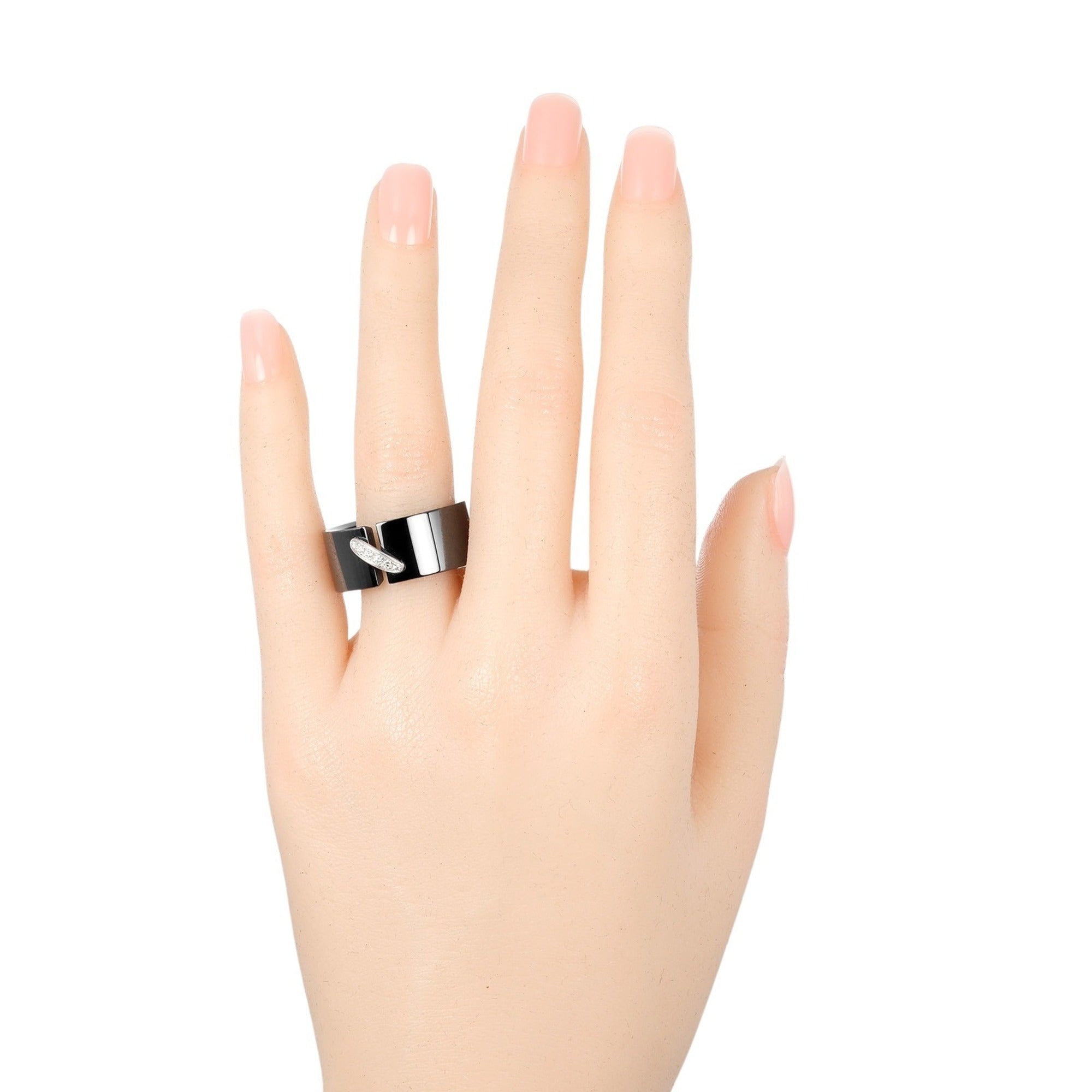 Chaumet Black White Gold Ceramic White Gold (18K) Band Ring (Pre-Owned)