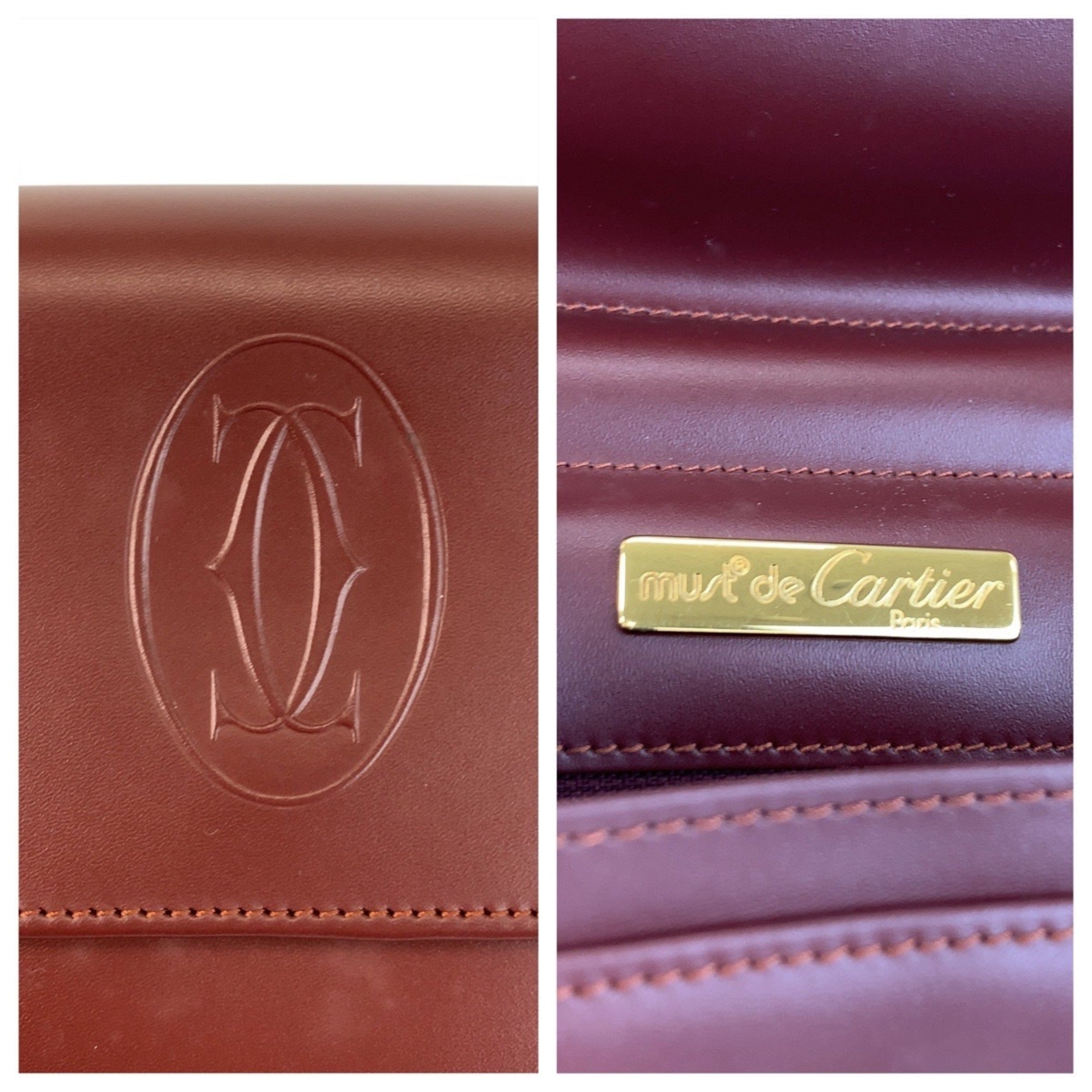 Cartier Bordeaux Leather Clutch Bag (Pre-Owned)