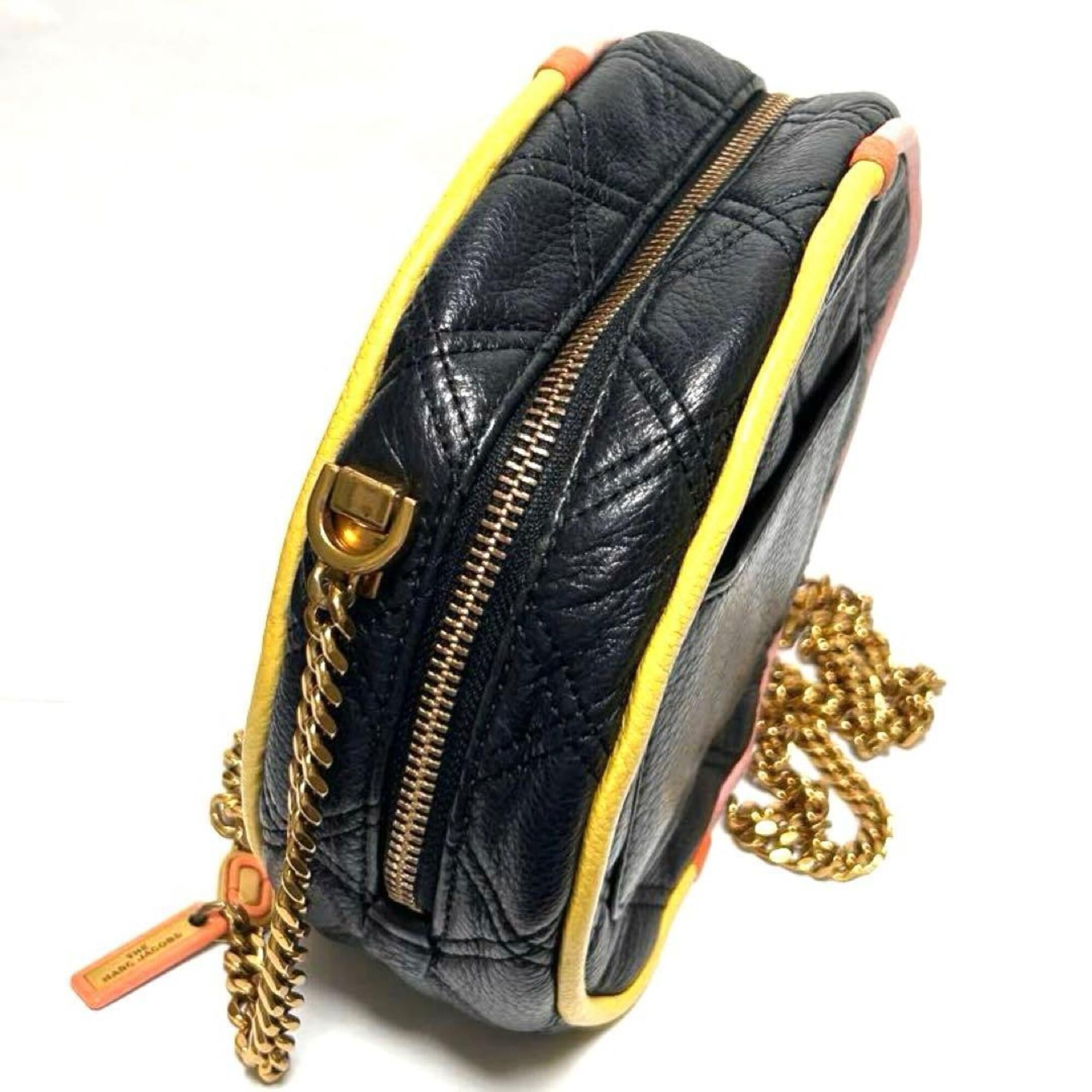 Marc Jacobs Black Pink Orange Yellow Leather Shoulder Bag (Pre-Owned)