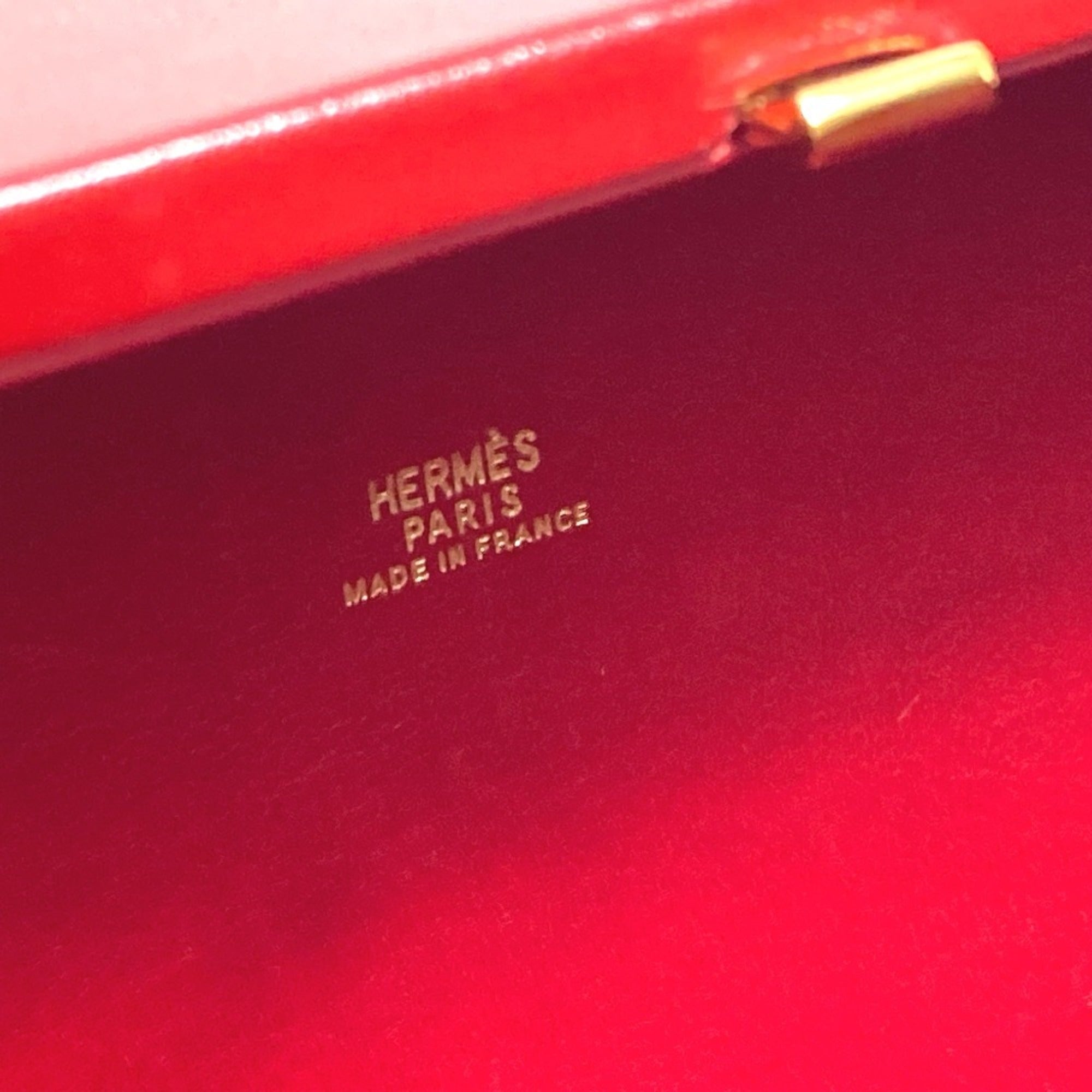 Hermes Red Color Rouge Vif Box Calf Leather Handbag (Pre-Owned)