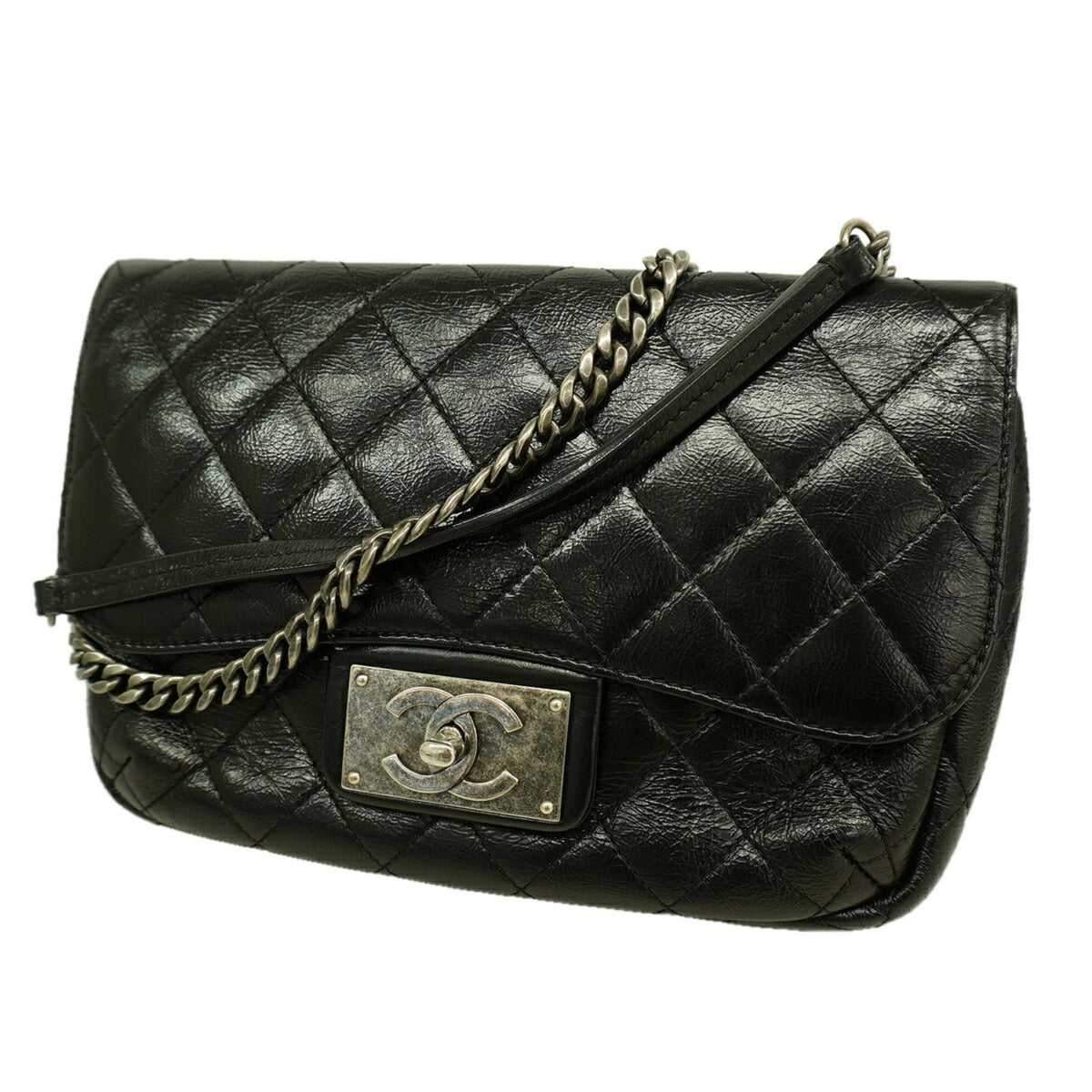Chanel Black Leather Shoulder Bag (Pre-Owned)