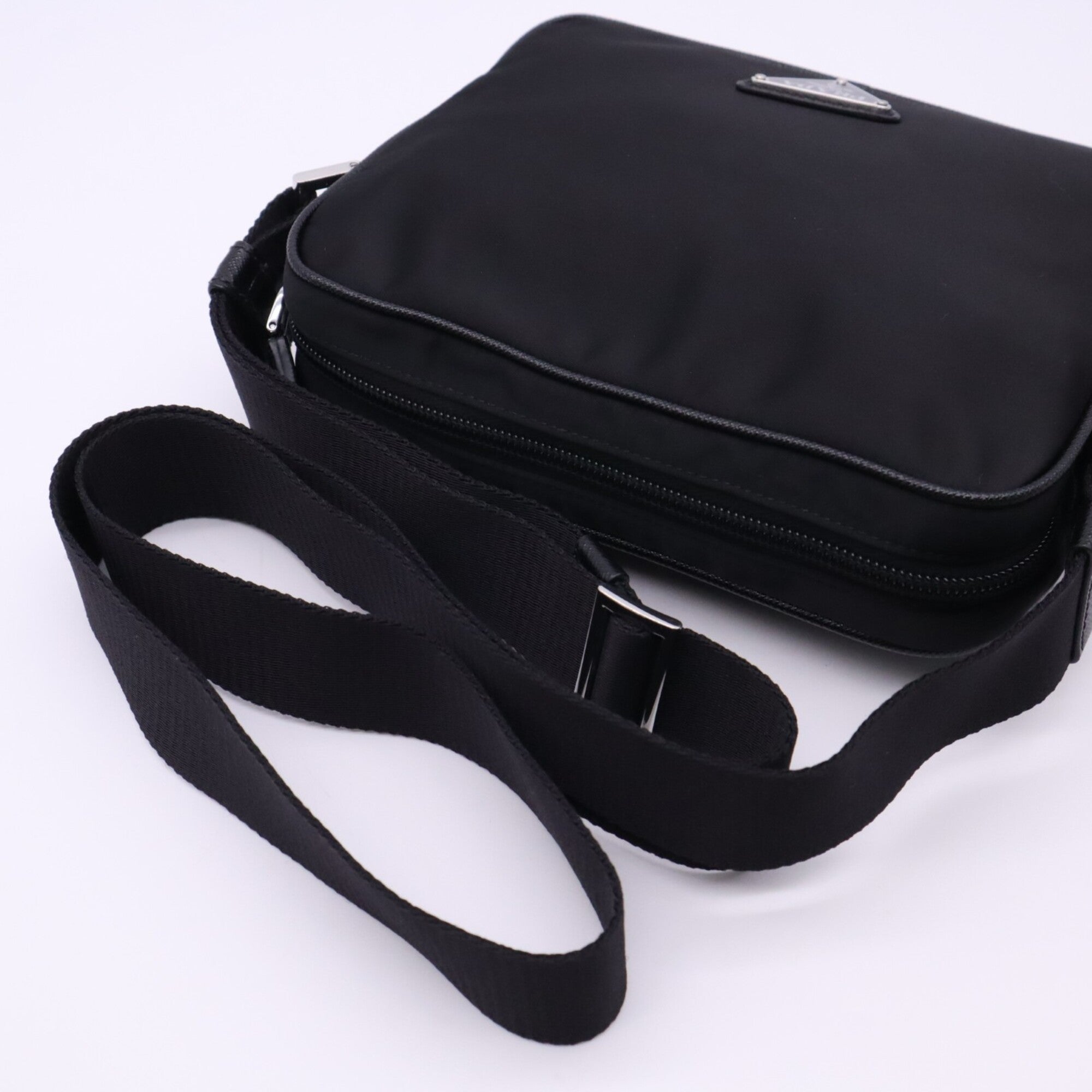 Prada Saffiano Black Nero Nylon Saffiano Shoulder Bag (Pre-Owned)