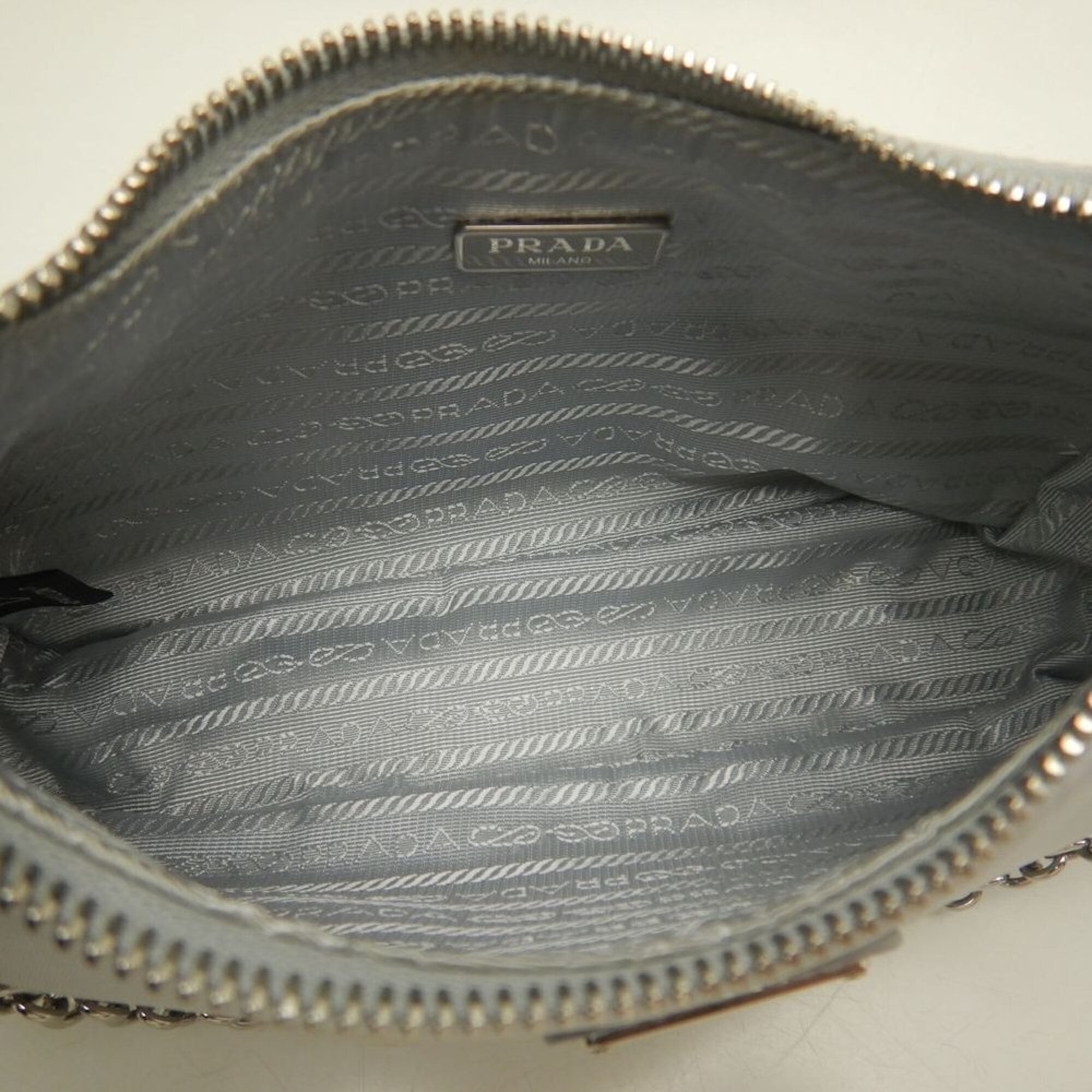 Prada Silver Nylon Shoulder Bag (Pre-Owned)