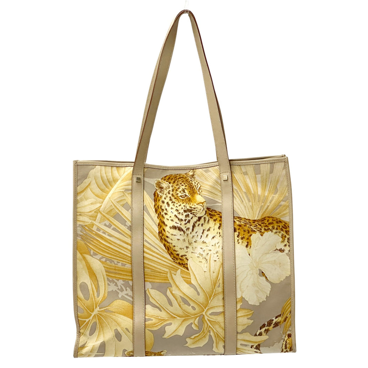 Salvatore Ferragamo Beige Orange Canvas Tote Bag (Pre-Owned)