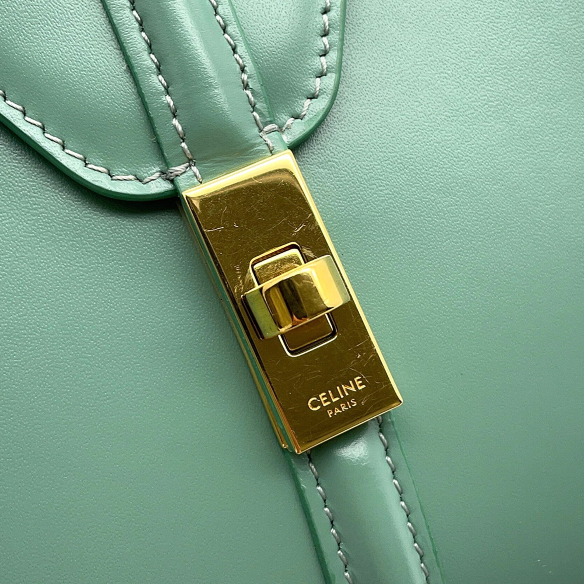 Celine Green Leather Handbag Shoulder Bag (Pre-Owned)