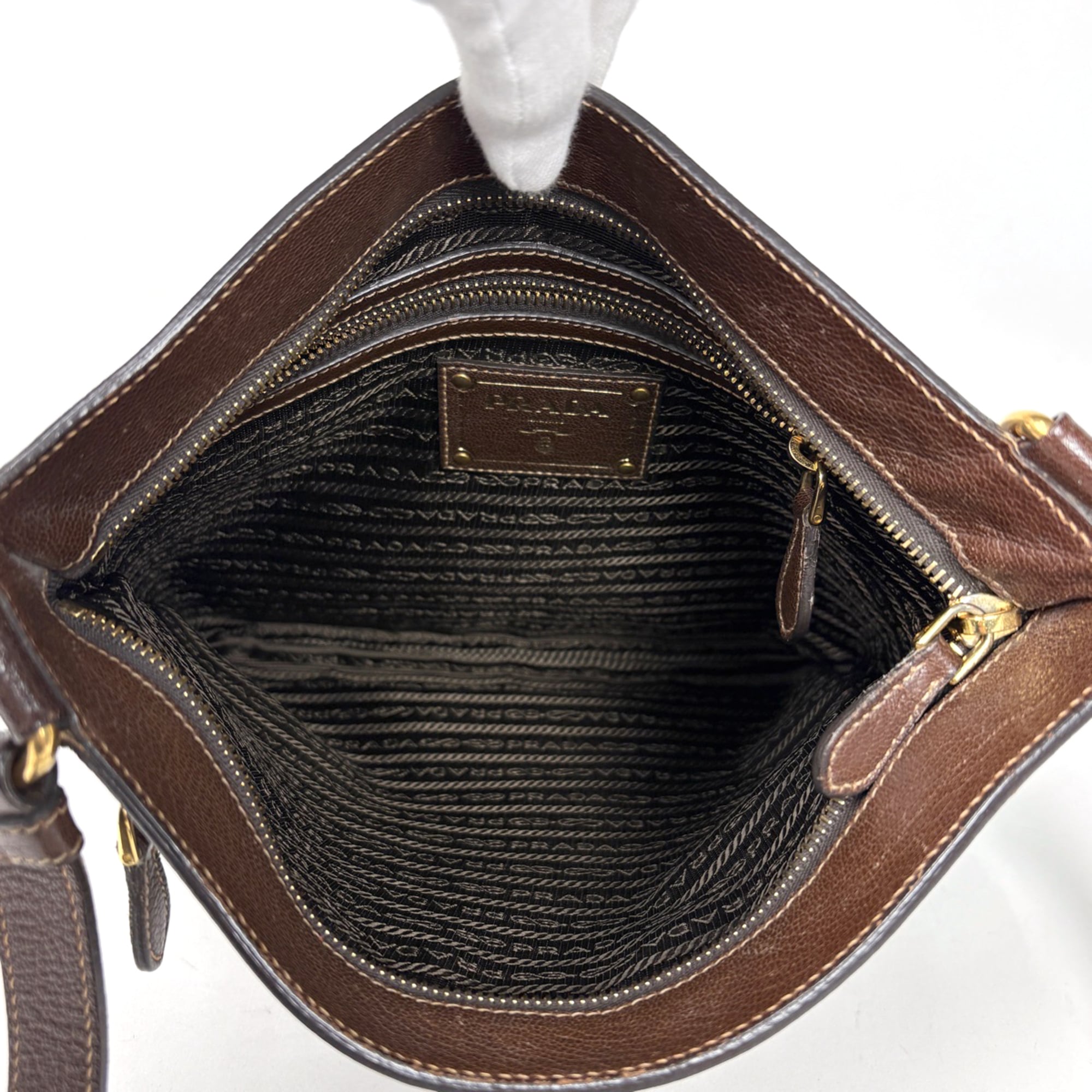 Prada Brown Canvas Shoulder Bag (Pre-Owned)