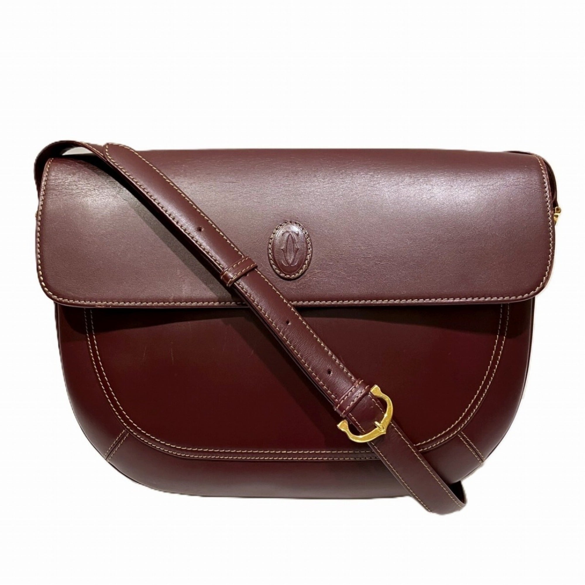 Cartier Bordeaux Leather Shoulder Bag (Pre-Owned)
