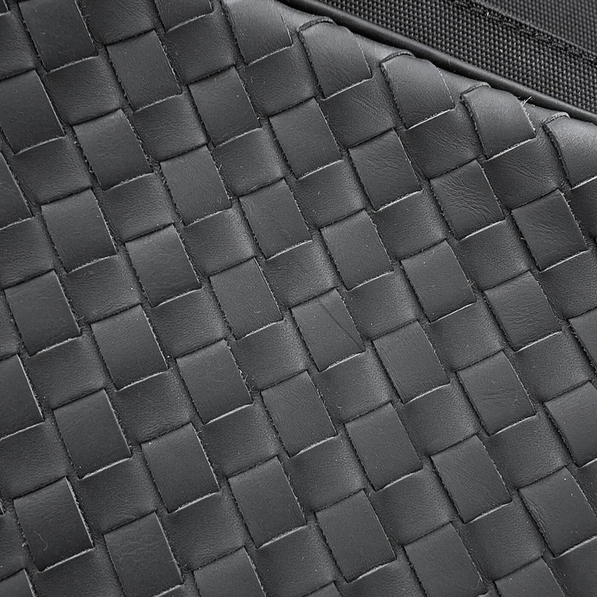 Bottega Veneta Intrecciato Black Leather Canvas Sling Bag (Pre-Owned)