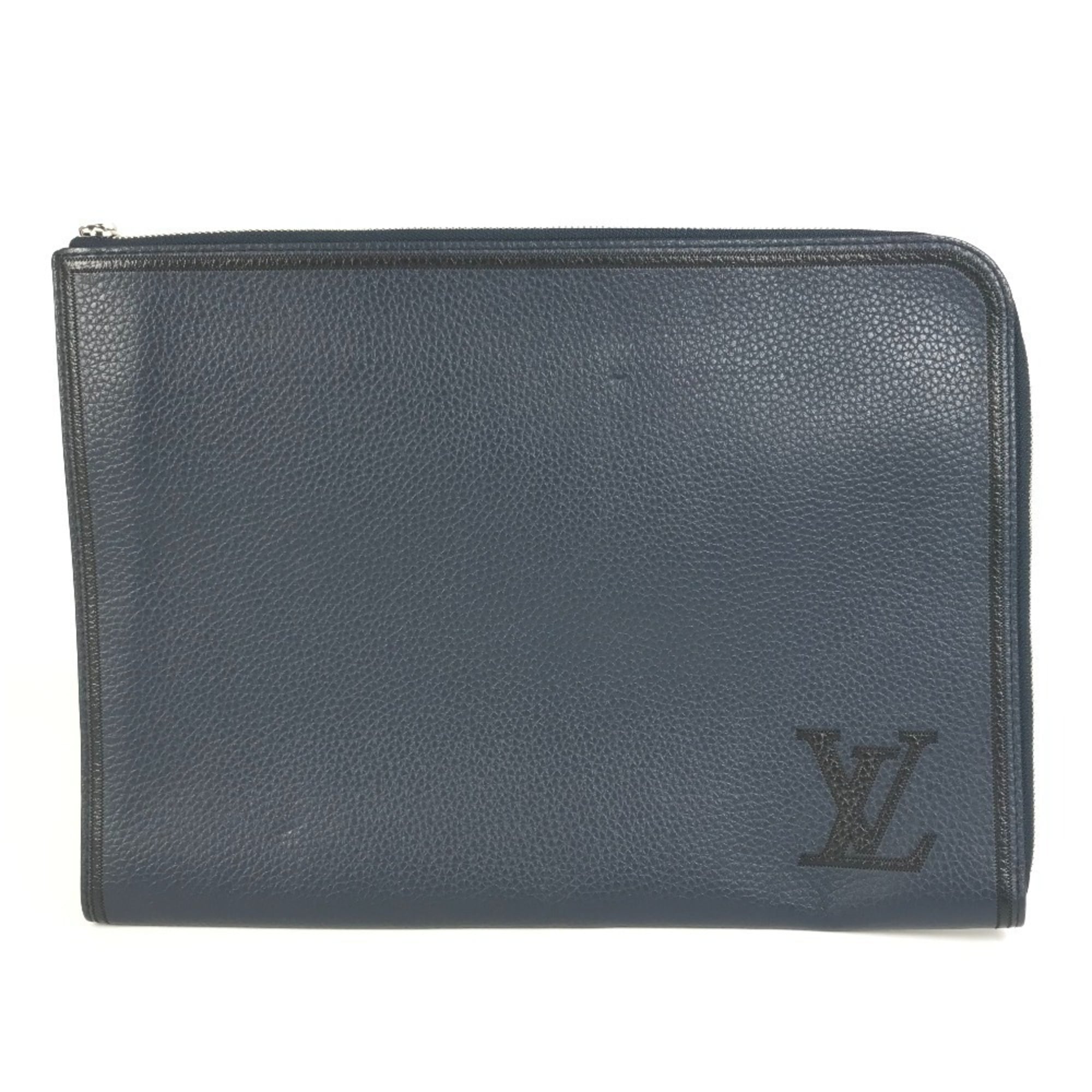 Louis Vuitton Black Navy Leather Clutch Bag Pochette Pouch (Pre-Owned)