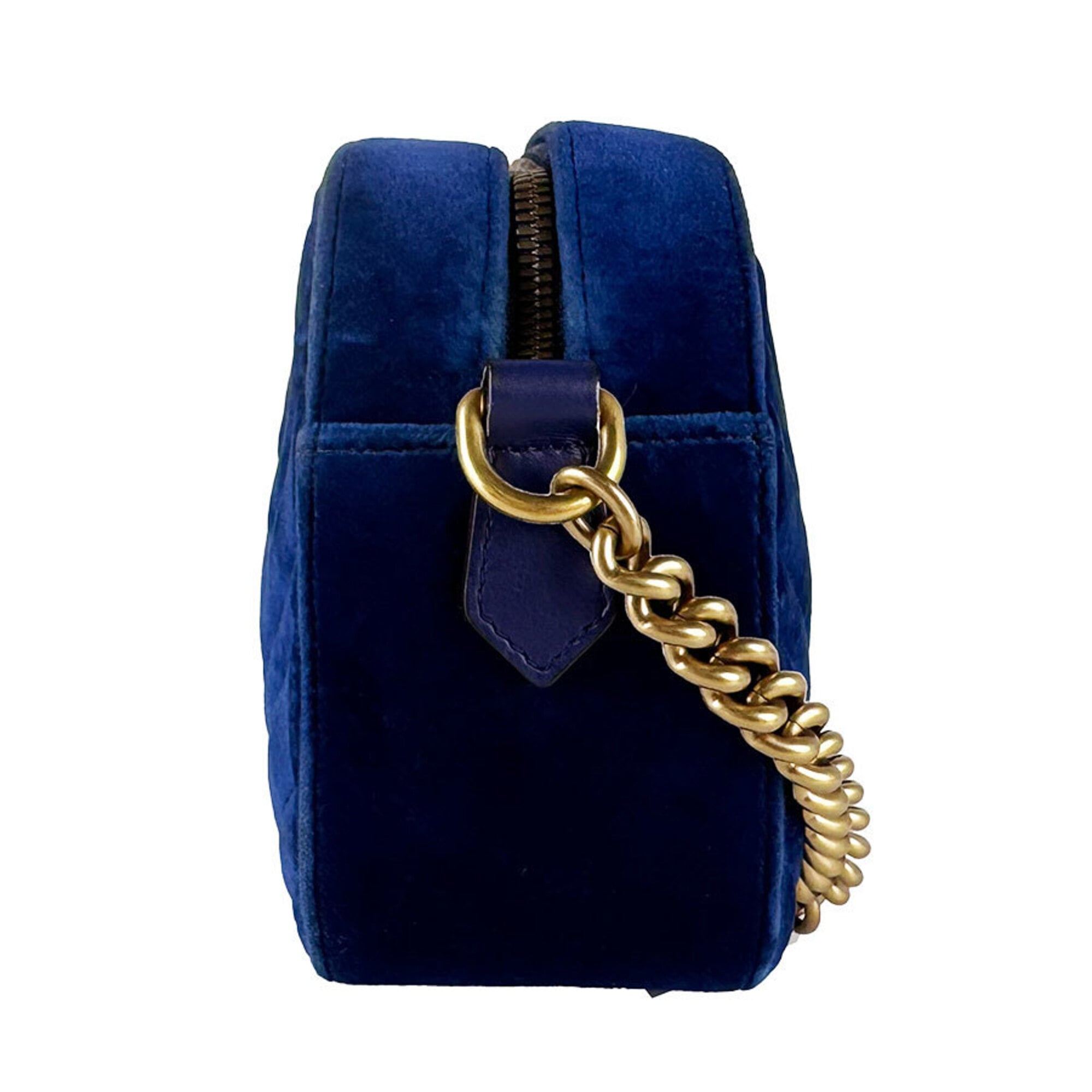 Gucci Dark Blue Velvet Shoulder Bag (Pre-Owned)