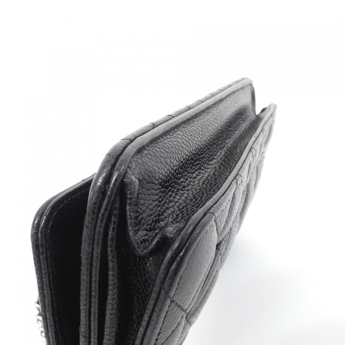 Chanel Black Grained Calfskin Chain/Shoulder Wallet (Pre-Owned)