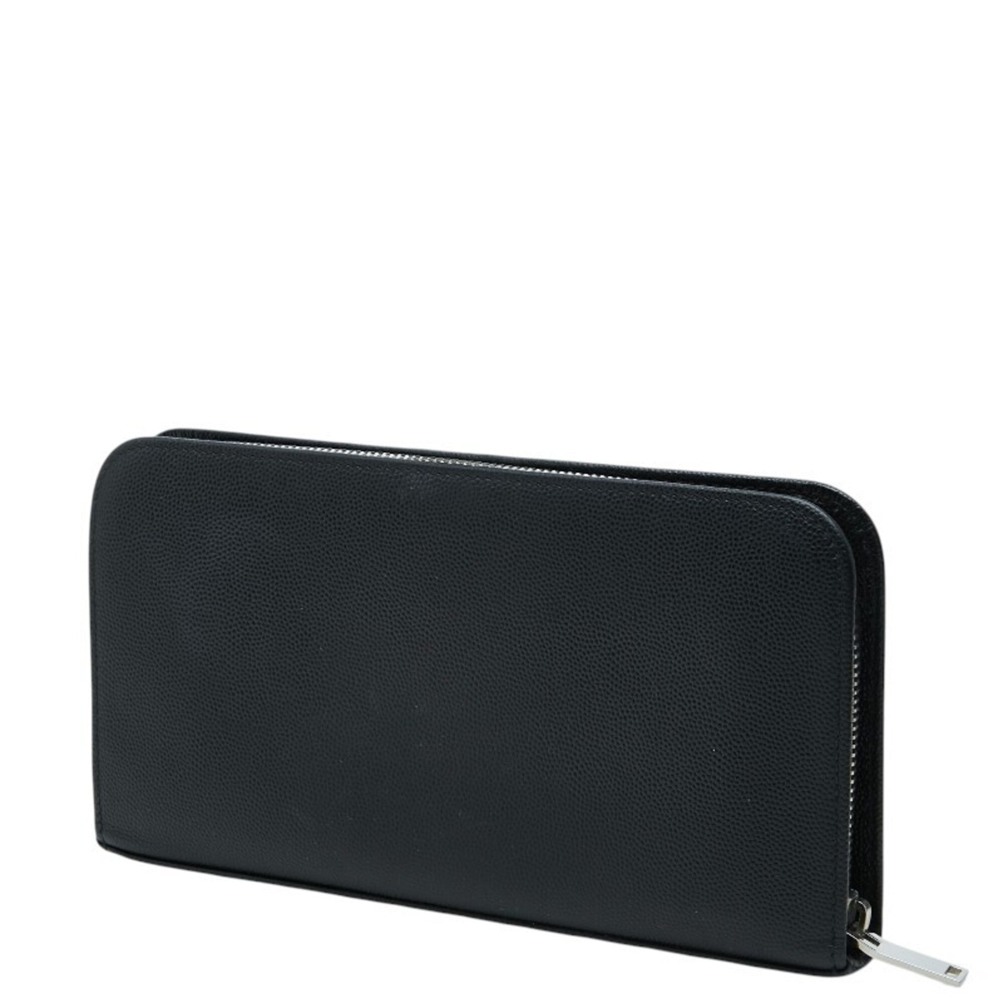 Saint Laurent Black Leather Long Wallet (Bi-Fold) (Pre-Owned)