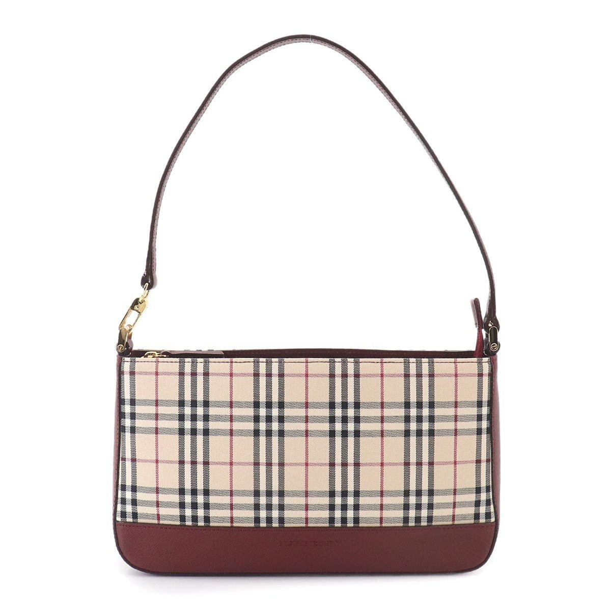 Burberry Beige Bordeaux Canvas Leather Shoulder Bag (Pre-Owned)