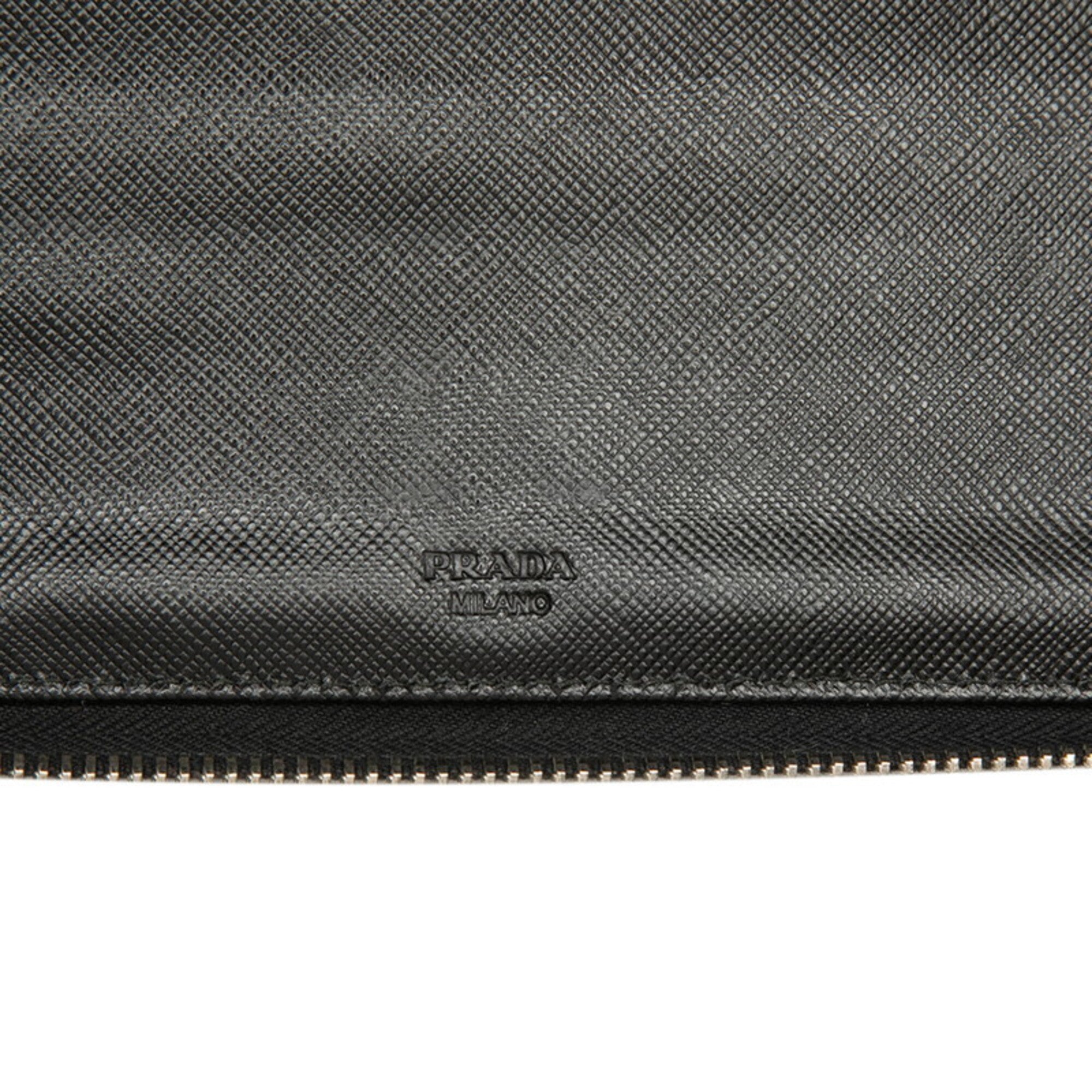 Prada Saffiano Black Leather Long Wallet (Bi-Fold) (Pre-Owned)