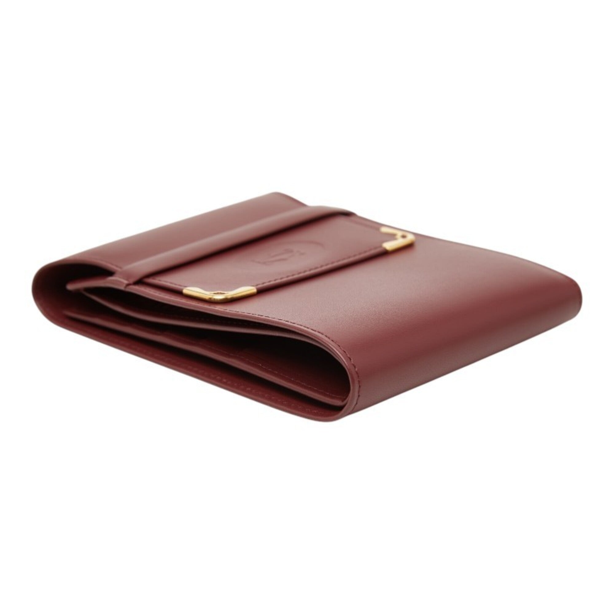 Cartier Bordeaux Wine Red Leather Wallet (Bi-Fold) (Pre-Owned)