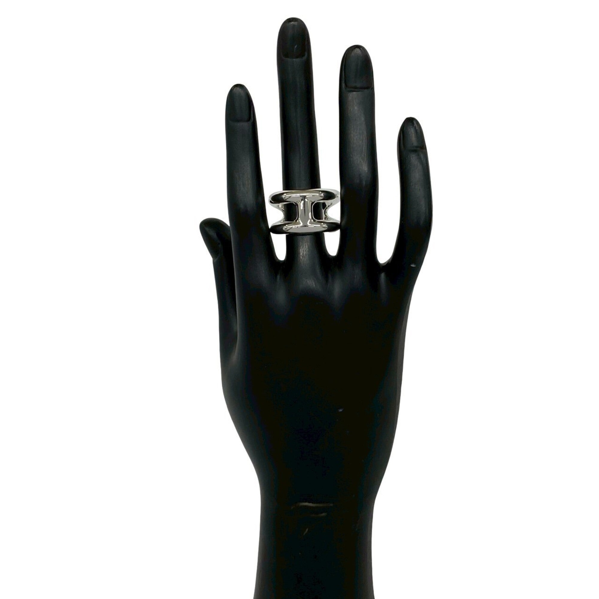 Hermes Silver Silver 925 Band Ring (Pre-Owned)