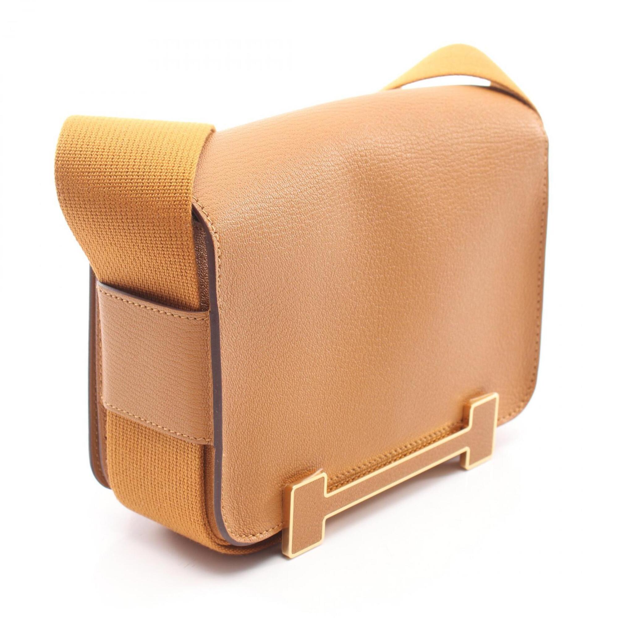 Hermes Brown Chevre Leather Leather Handbag Shoulder Bag (Pre-Owned)