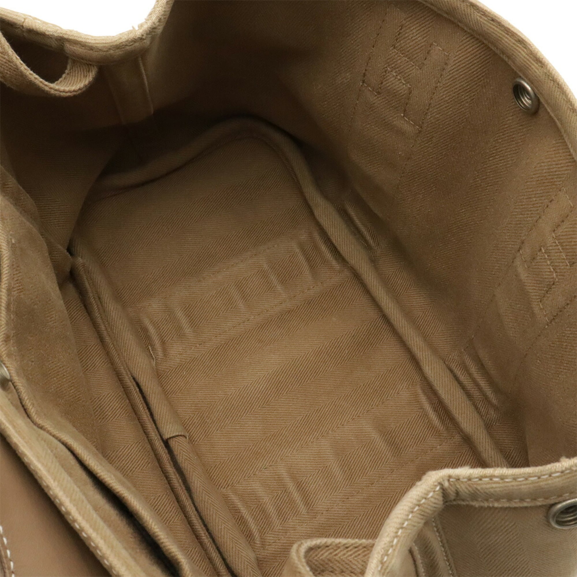 Hermes Etoupe Gray Toile Chevron Leather Handbag Tote Bag (Pre-Owned)