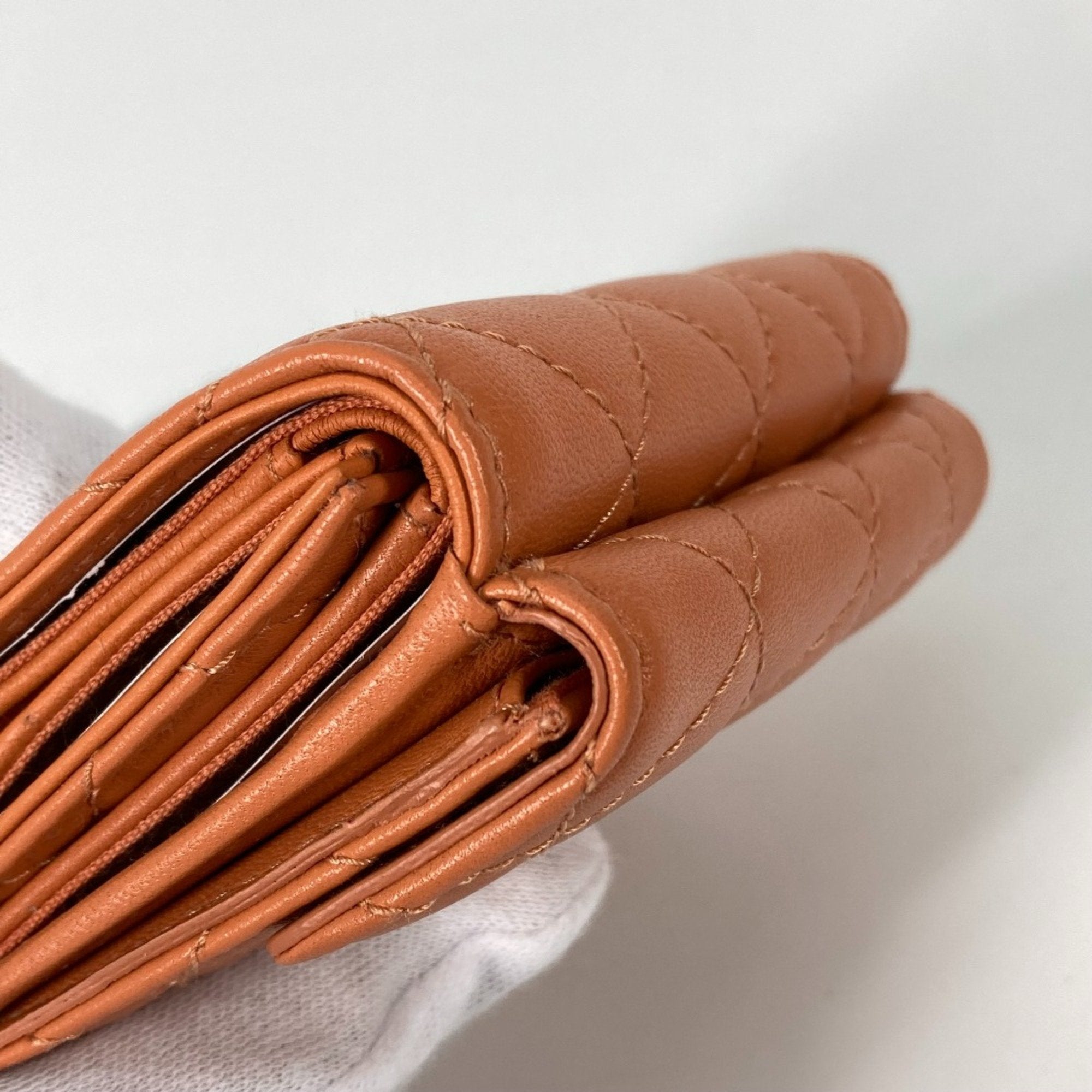 Chanel Orange Leather Wallet (Tri-Fold) (Pre-Owned)