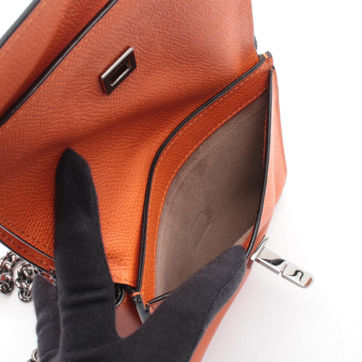 Valextra Orange Leather Shoulder Bag (Pre-Owned)