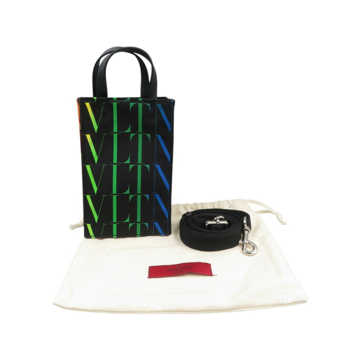 Valentino Garavani Black Multi-Color Canvas Shoulder Bag (Pre-Owned)