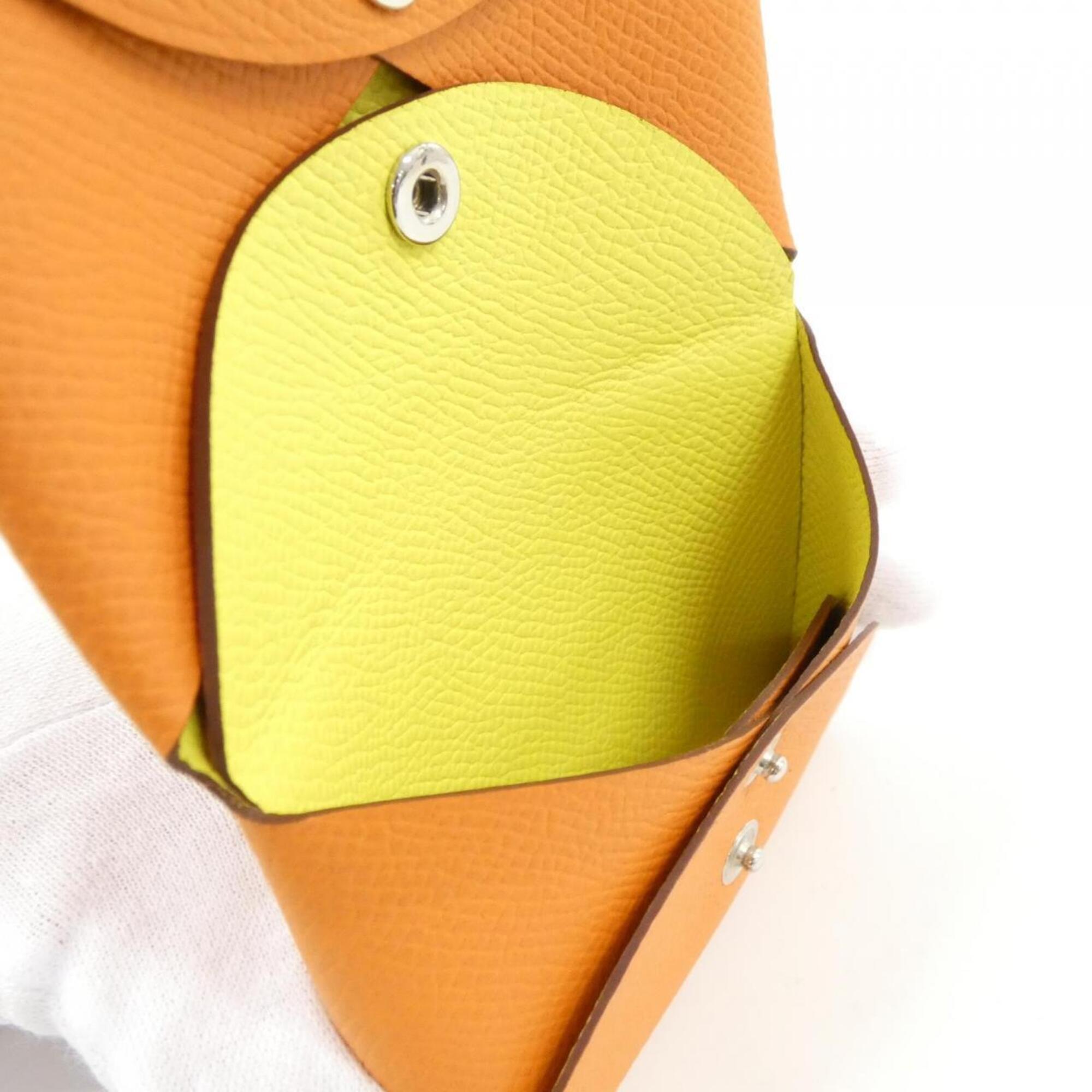 Hermes Lime Orange Epsom Leather Coin Purse/Coin Case (Pre-Owned)