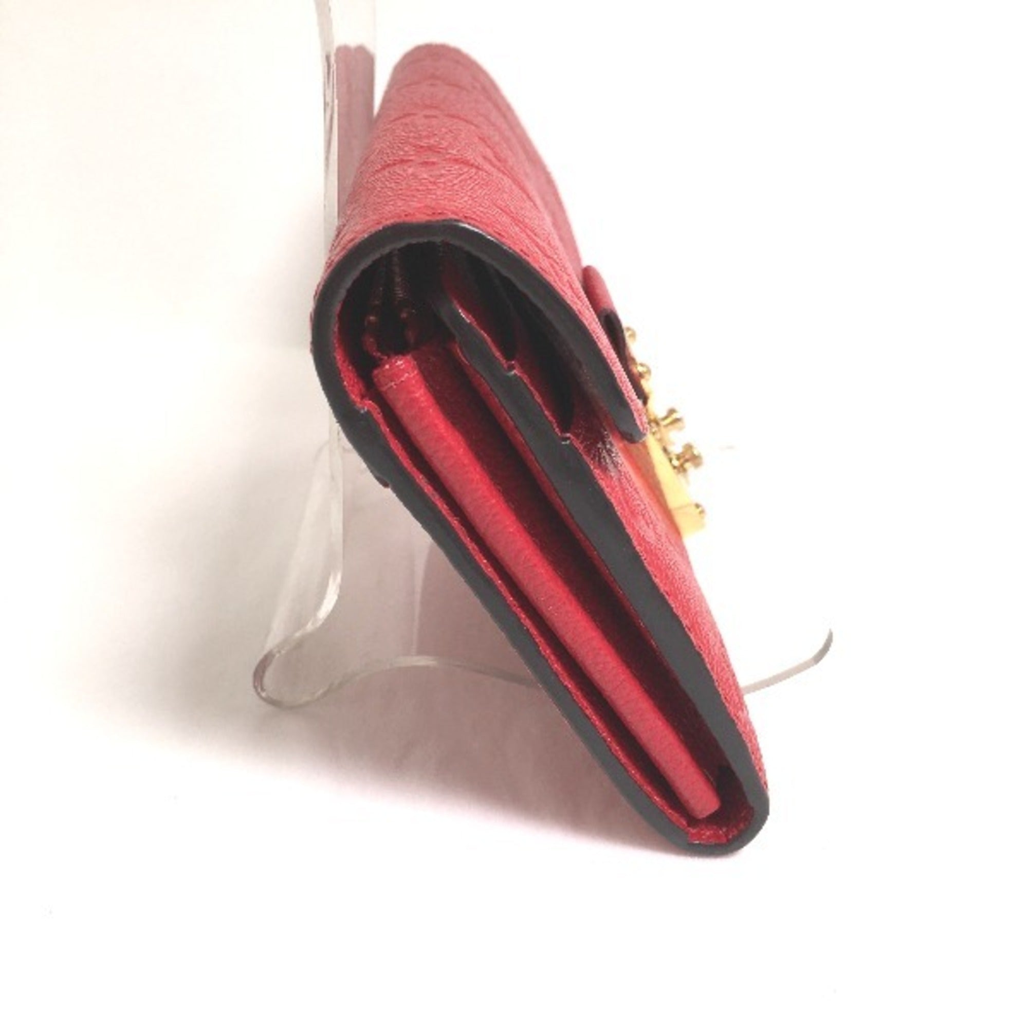 Louis Vuitton Red Color Monogram Long Wallet (Bi-Fold) (Pre-Owned)