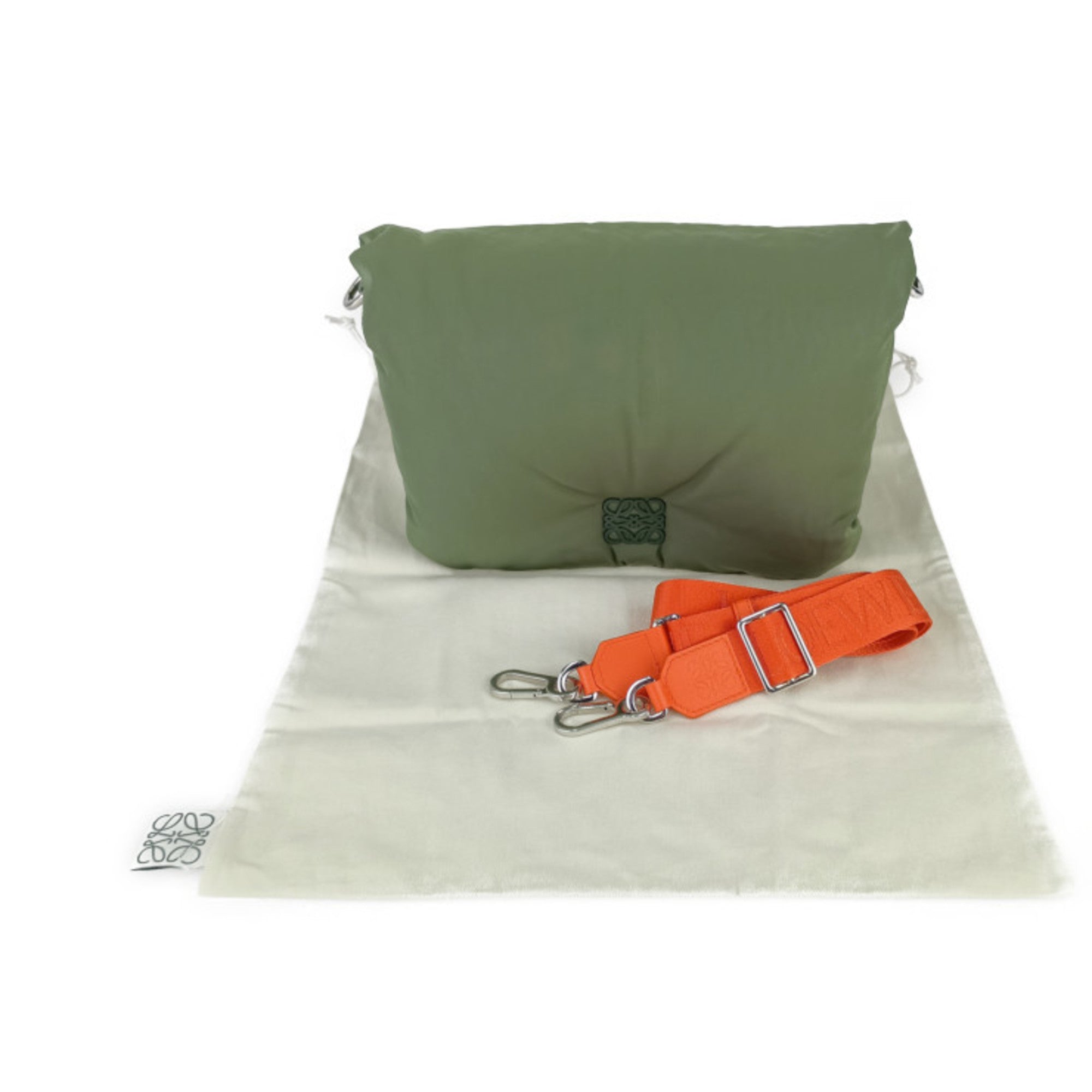 Loewe Khaki Orange Nylon Handbag Shoulder Bag Tote Bag (Pre-Owned)