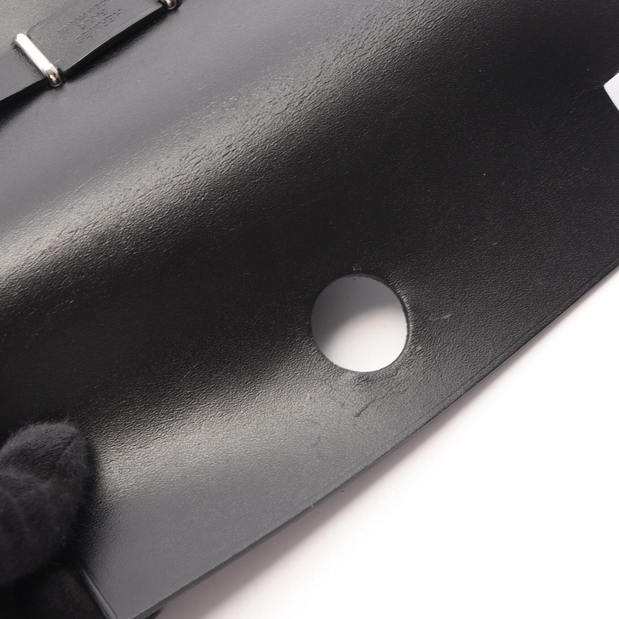 Hermes Black Canvas Leather Handbag Shoulder Bag (Pre-Owned)