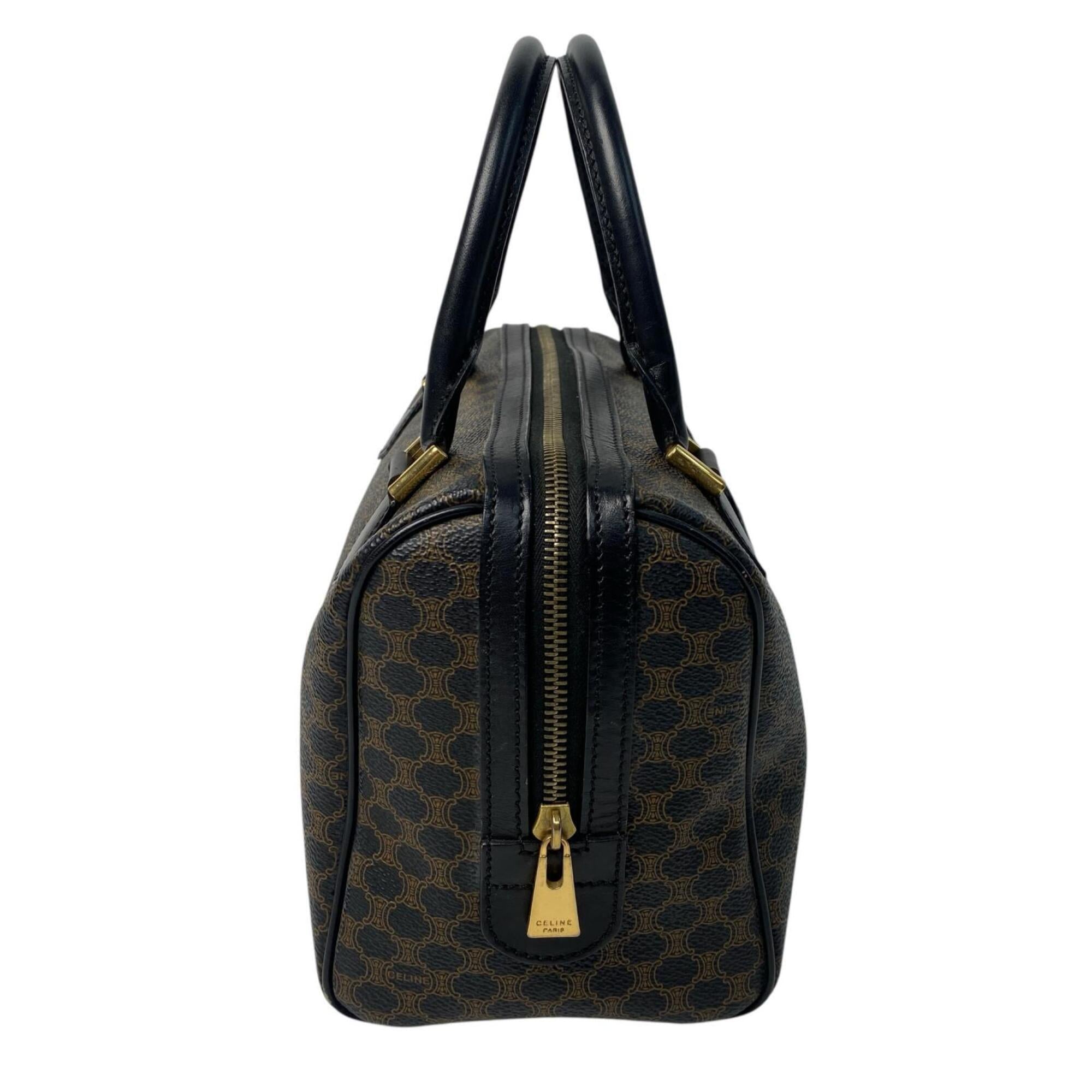 Celine Black Brown Leather Boston Bag (Pre-Owned)