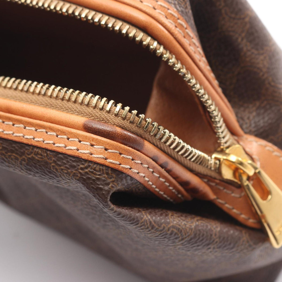 Celine Brown Leather Pvc Pouch (Pre-Owned)