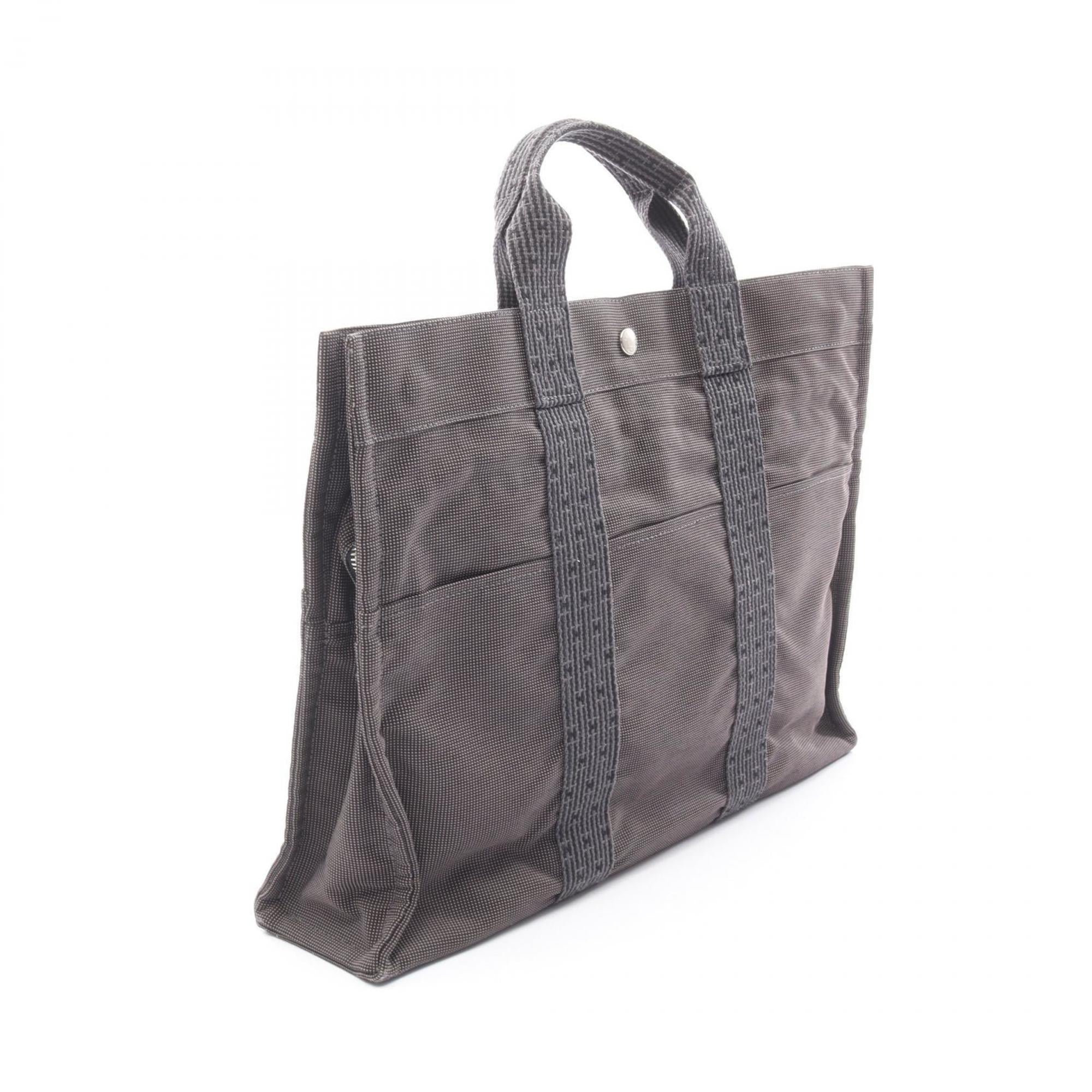Hermes Gray Canvas Handbag Tote Bag (Pre-Owned)