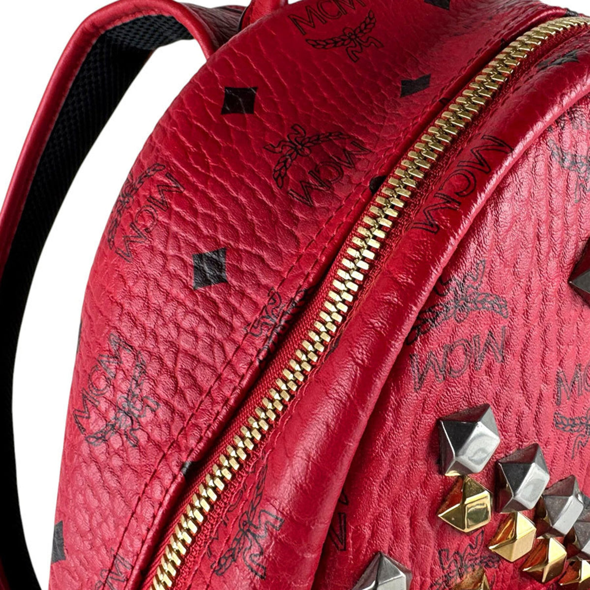 Mcm Red Color Leather Backpack (Pre-Owned)