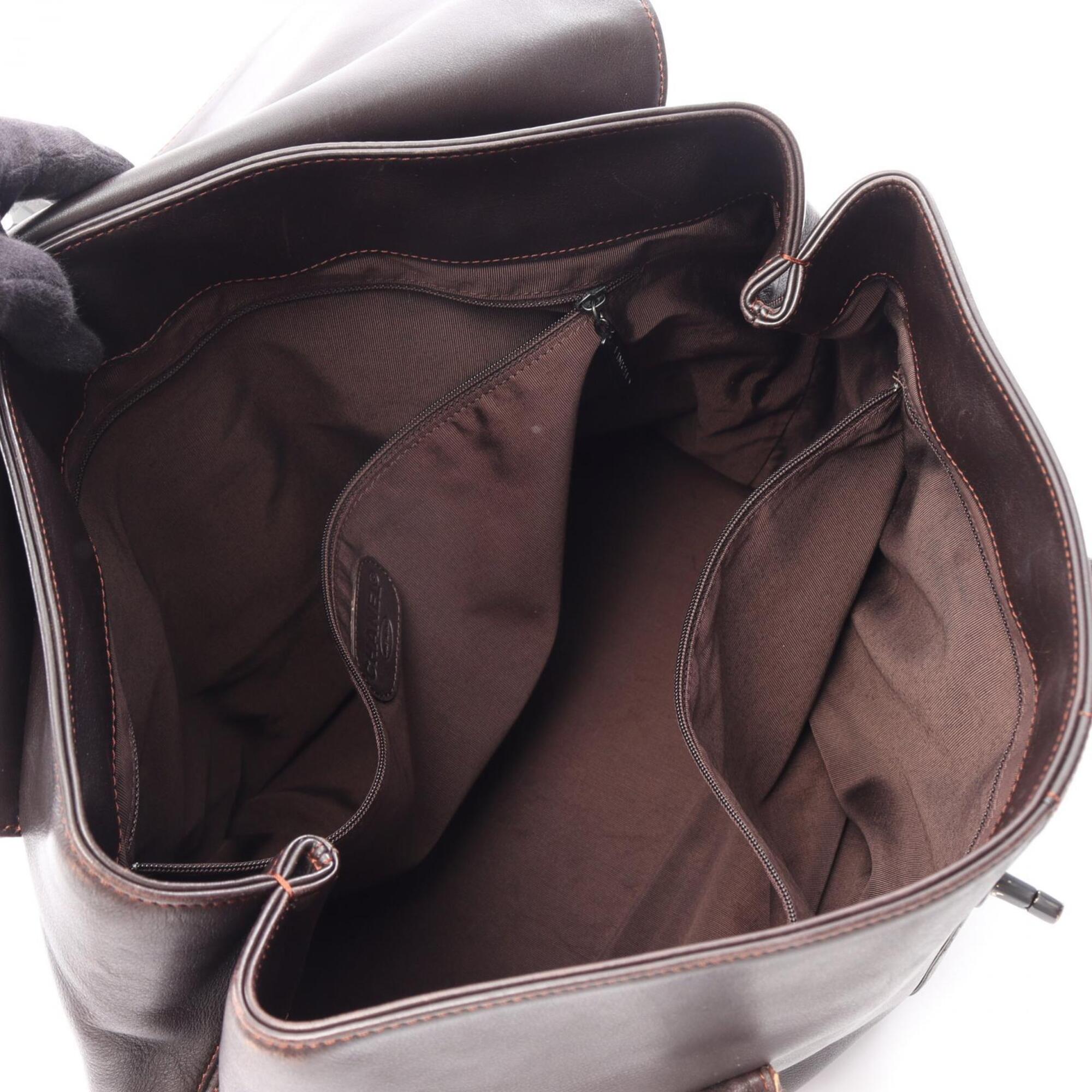 Chanel Brown Leather Handbag Tote Bag (Pre-Owned)