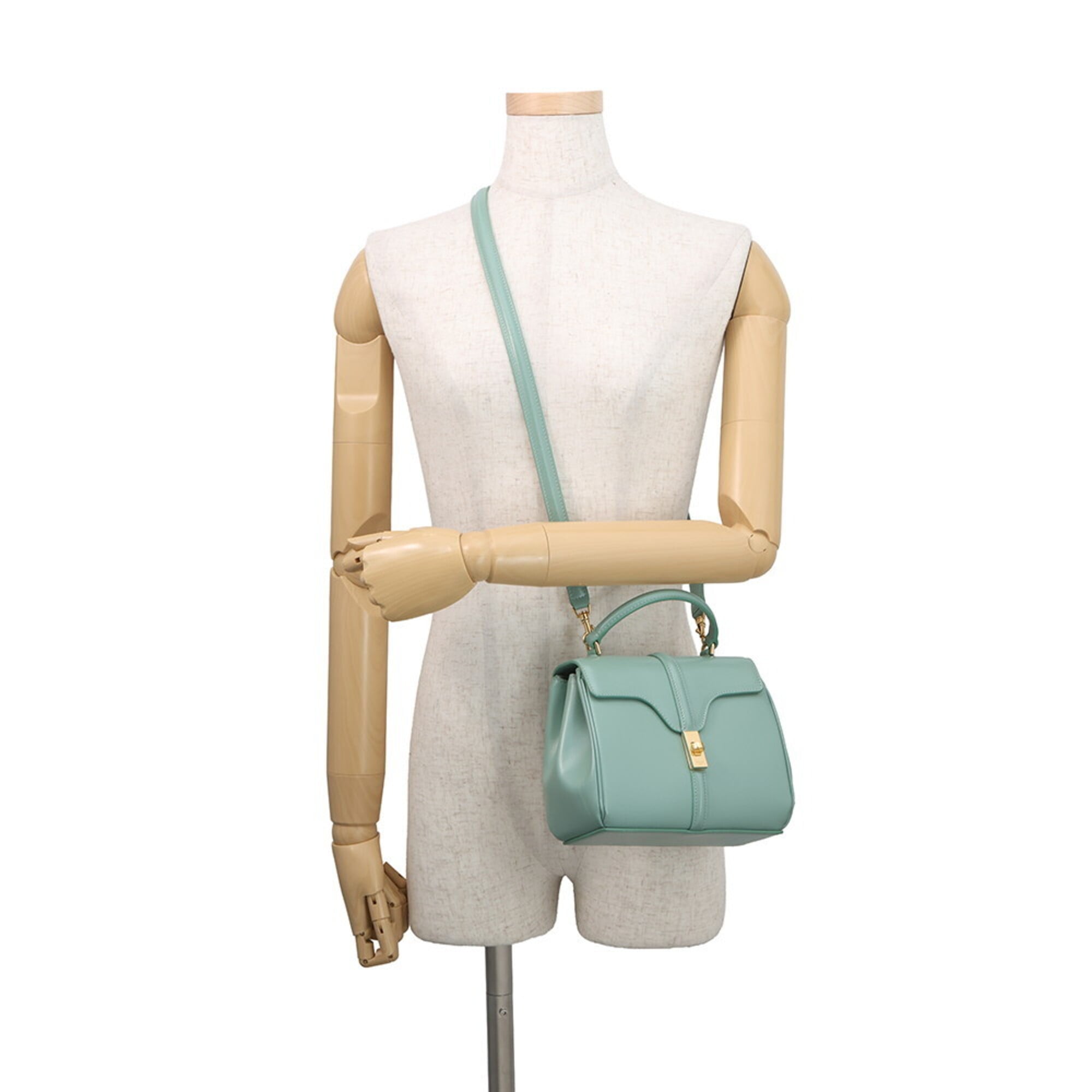 Celine Green Leather Handbag Shoulder Bag (Pre-Owned)