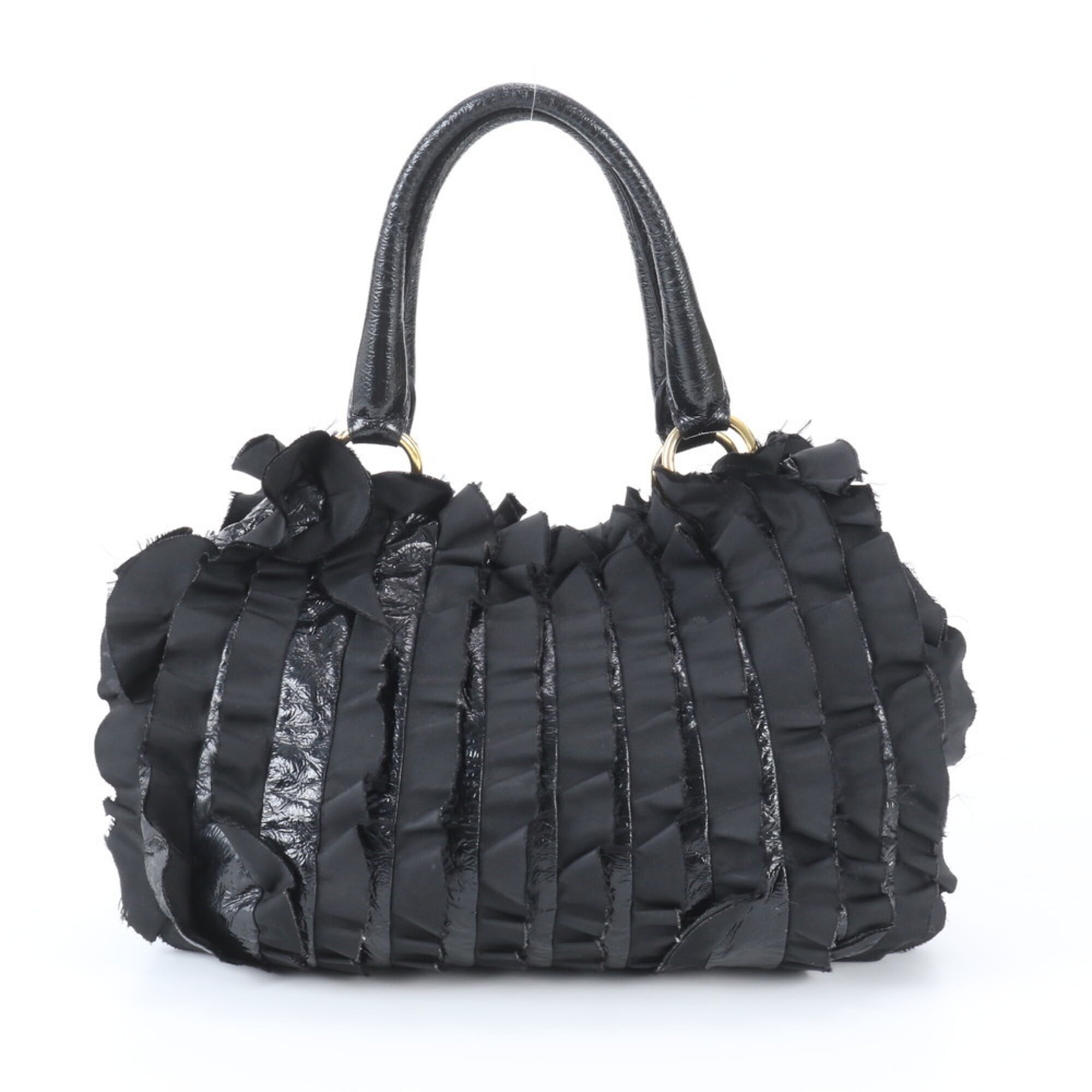 Prada Black Nylon Leather Handbag Tote Bag (Pre-Owned)