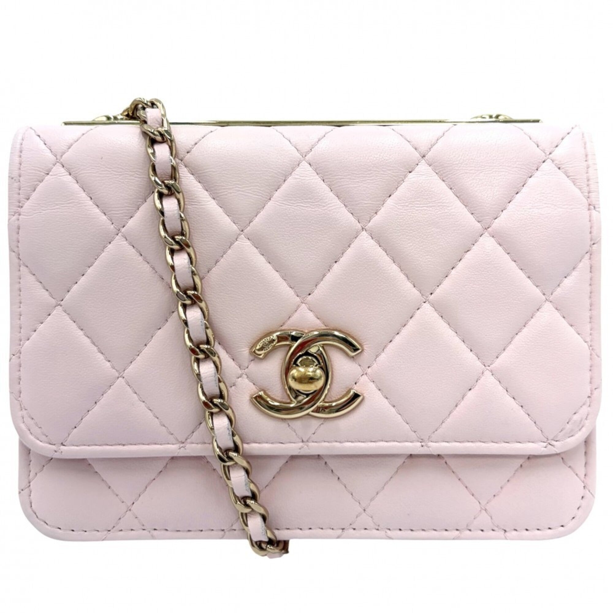 Chanel Pink Leather Chain/Shoulder Wallet (Pre-Owned)