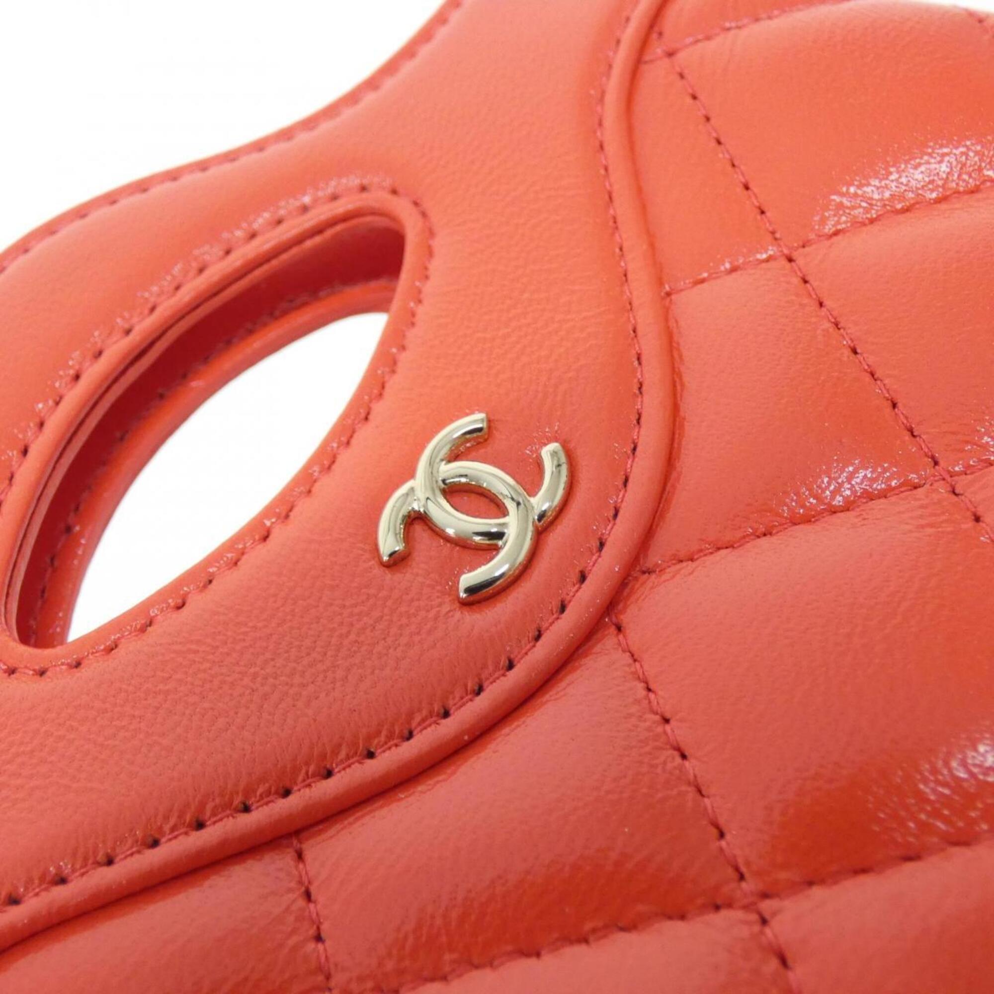 Chanel Red Color Leather Handbag Shoulder Bag (Pre-Owned)