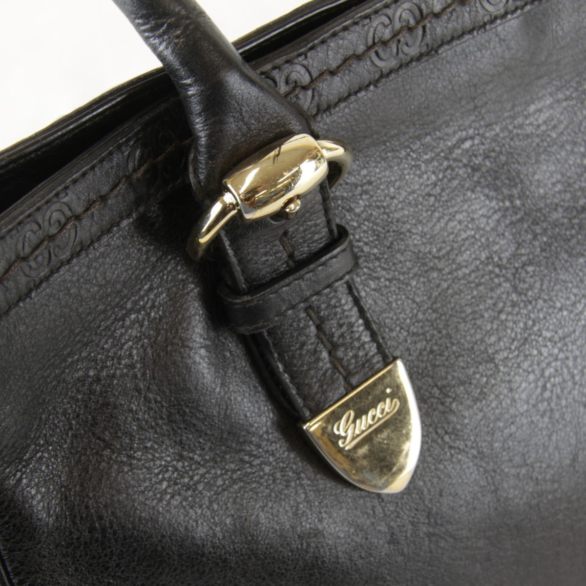 Gucci Guccissima Black Gg Leather Leather Tote Bag (Pre-Owned)