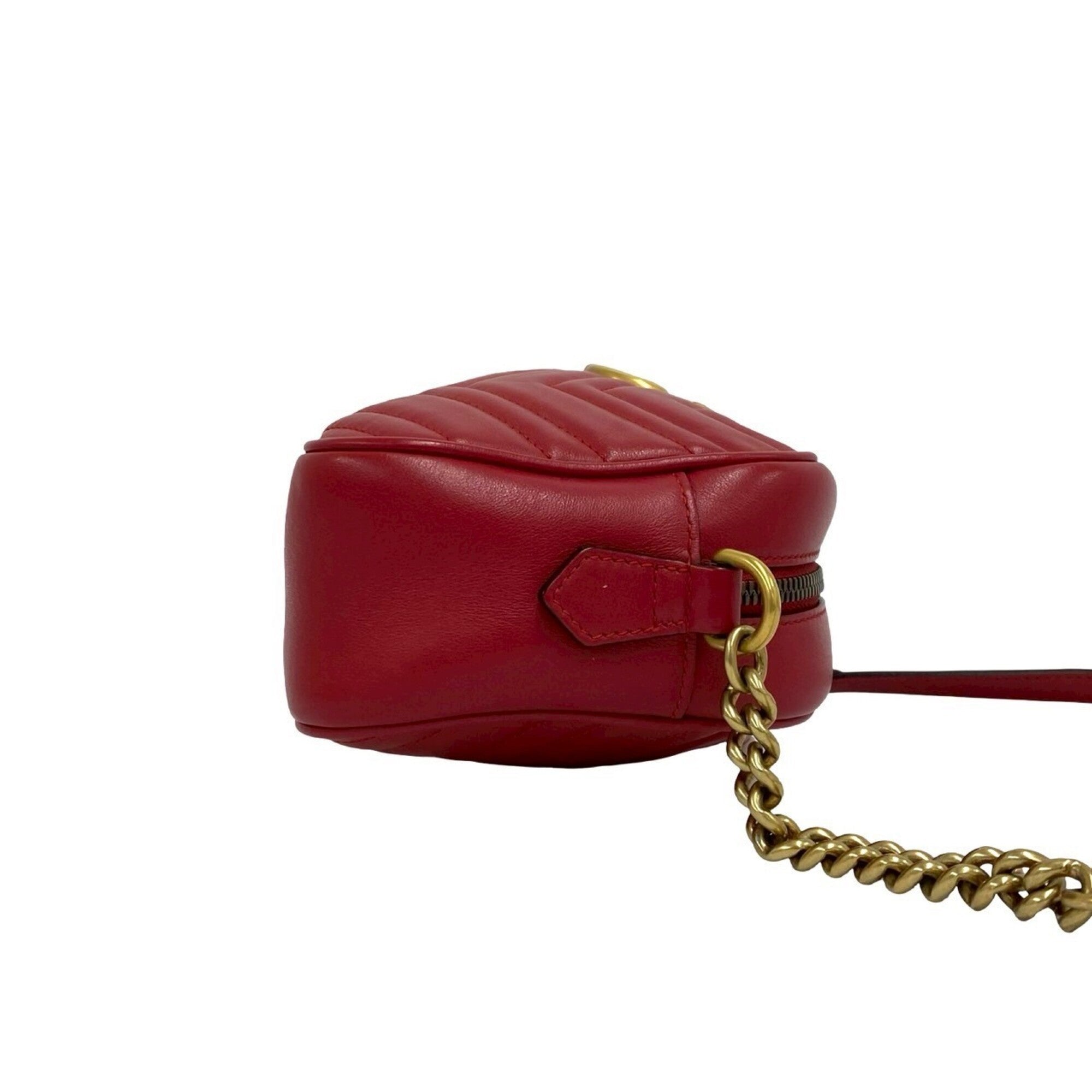 Gucci Red Color Leather Pochette Shoulder Bag (Pre-Owned)